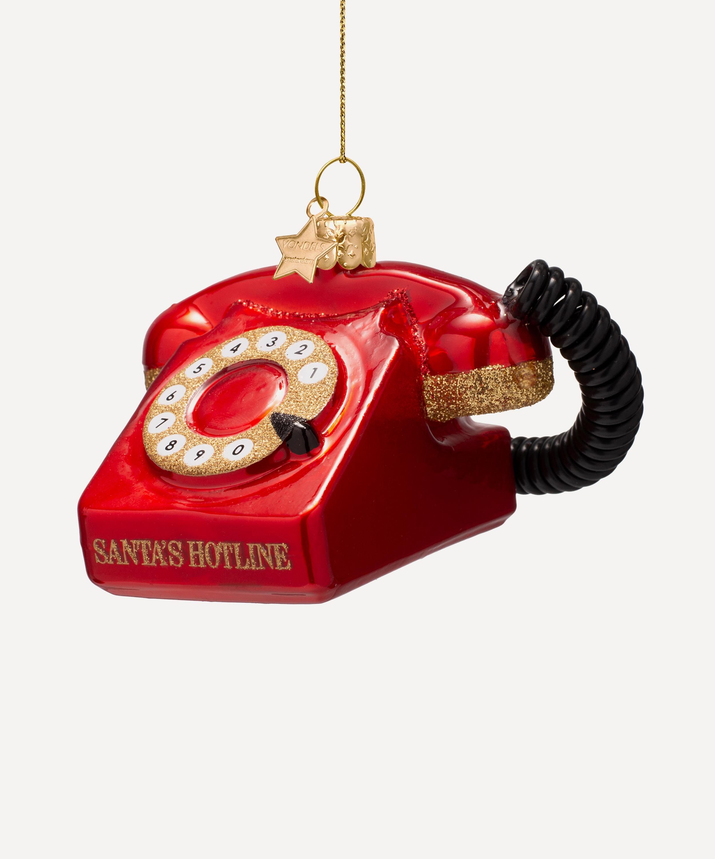 Christmas - Red Vintage Telephone Glass Ornament image number 0