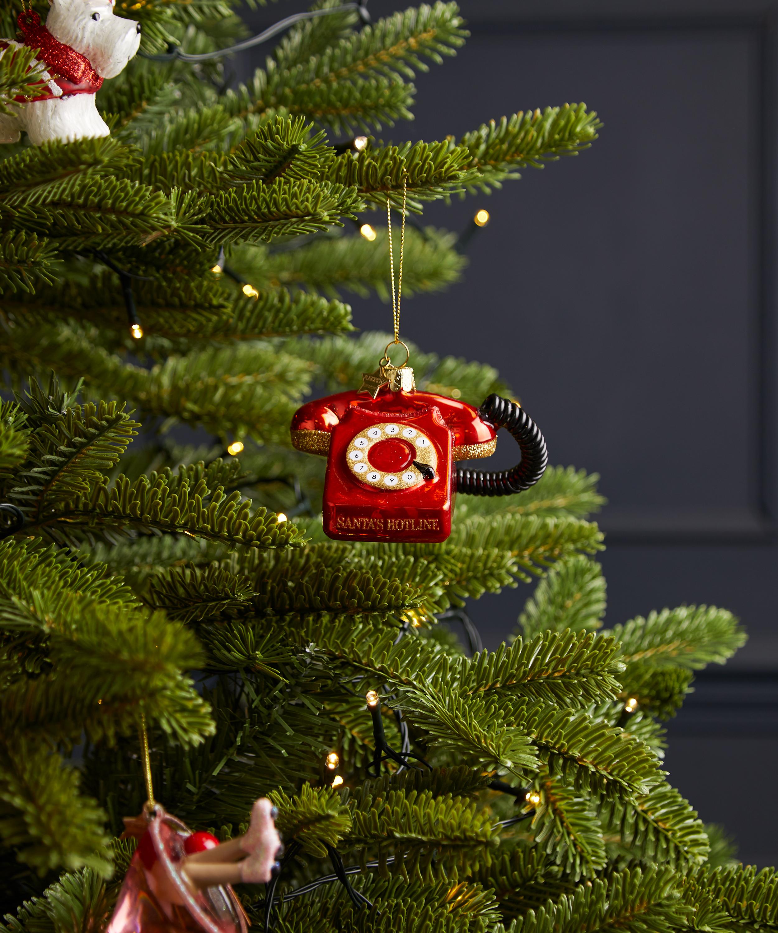 Christmas - Red Vintage Telephone Glass Ornament image number 1