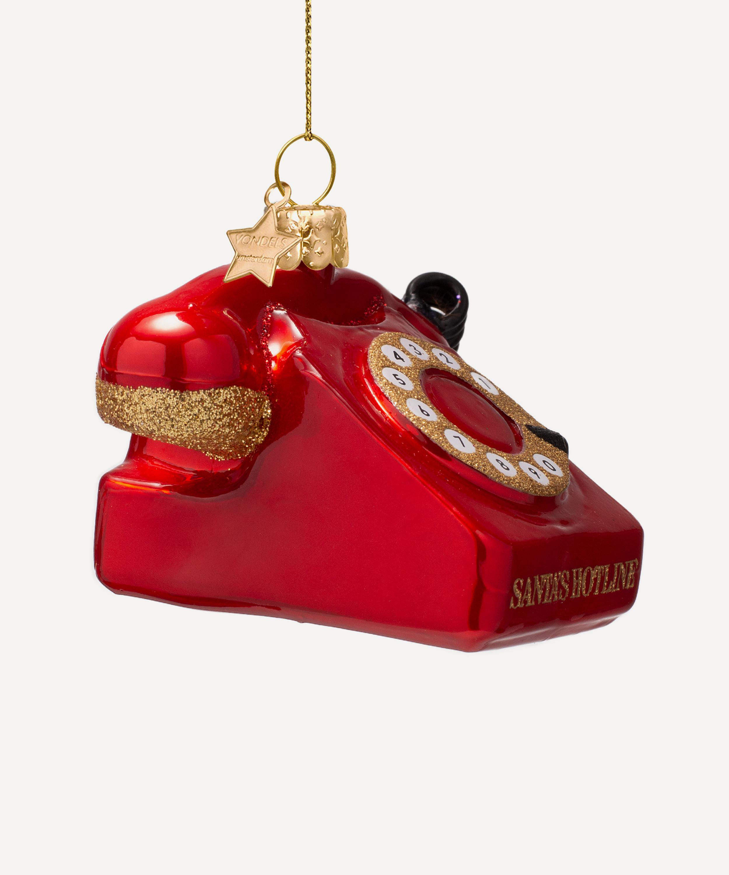 Christmas - Red Vintage Telephone Glass Ornament image number 2