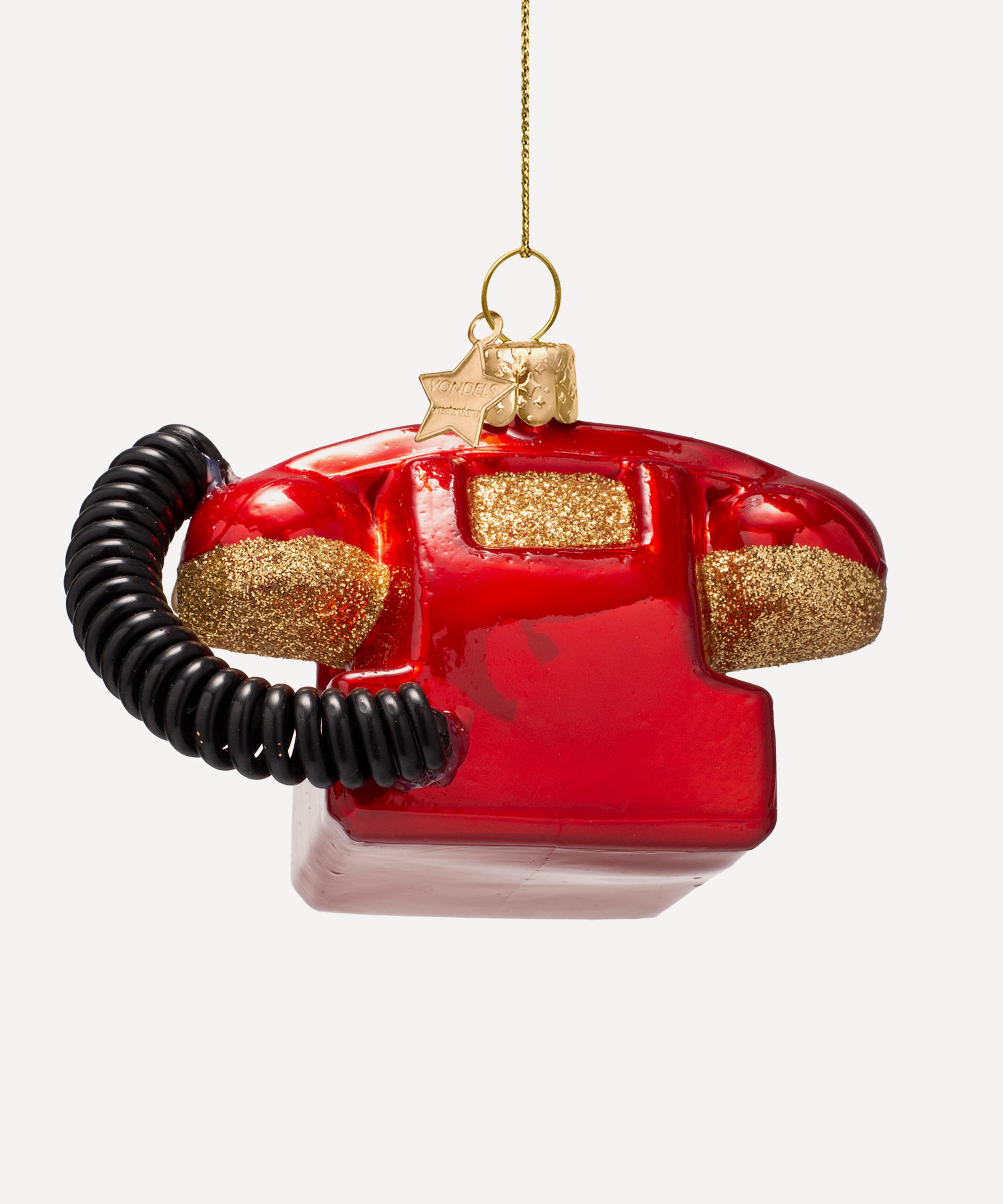 Christmas - Red Vintage Telephone Glass Ornament image number 3