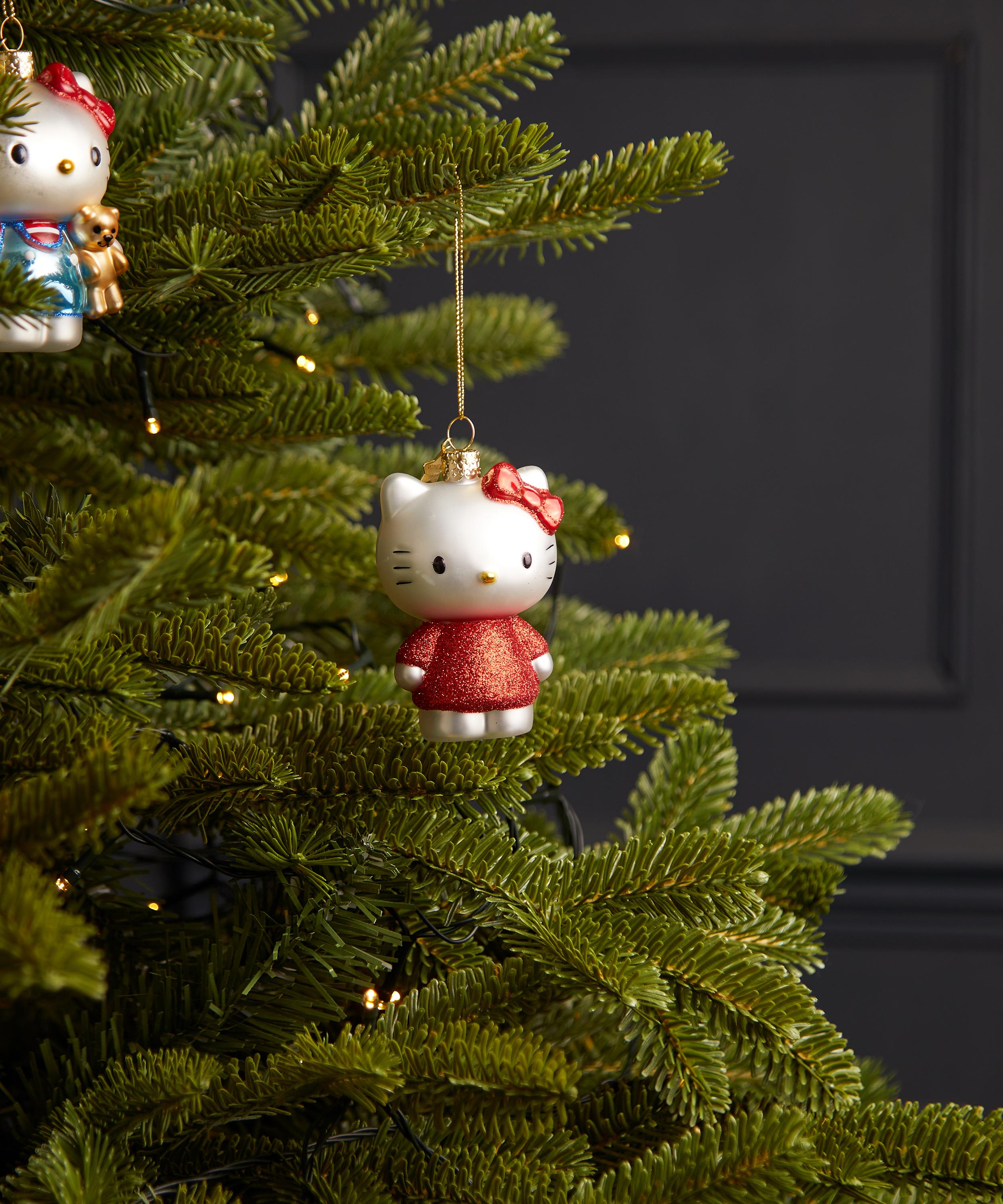 Christmas - Hello Kitty with Red Dress Glass Ornament image number 1
