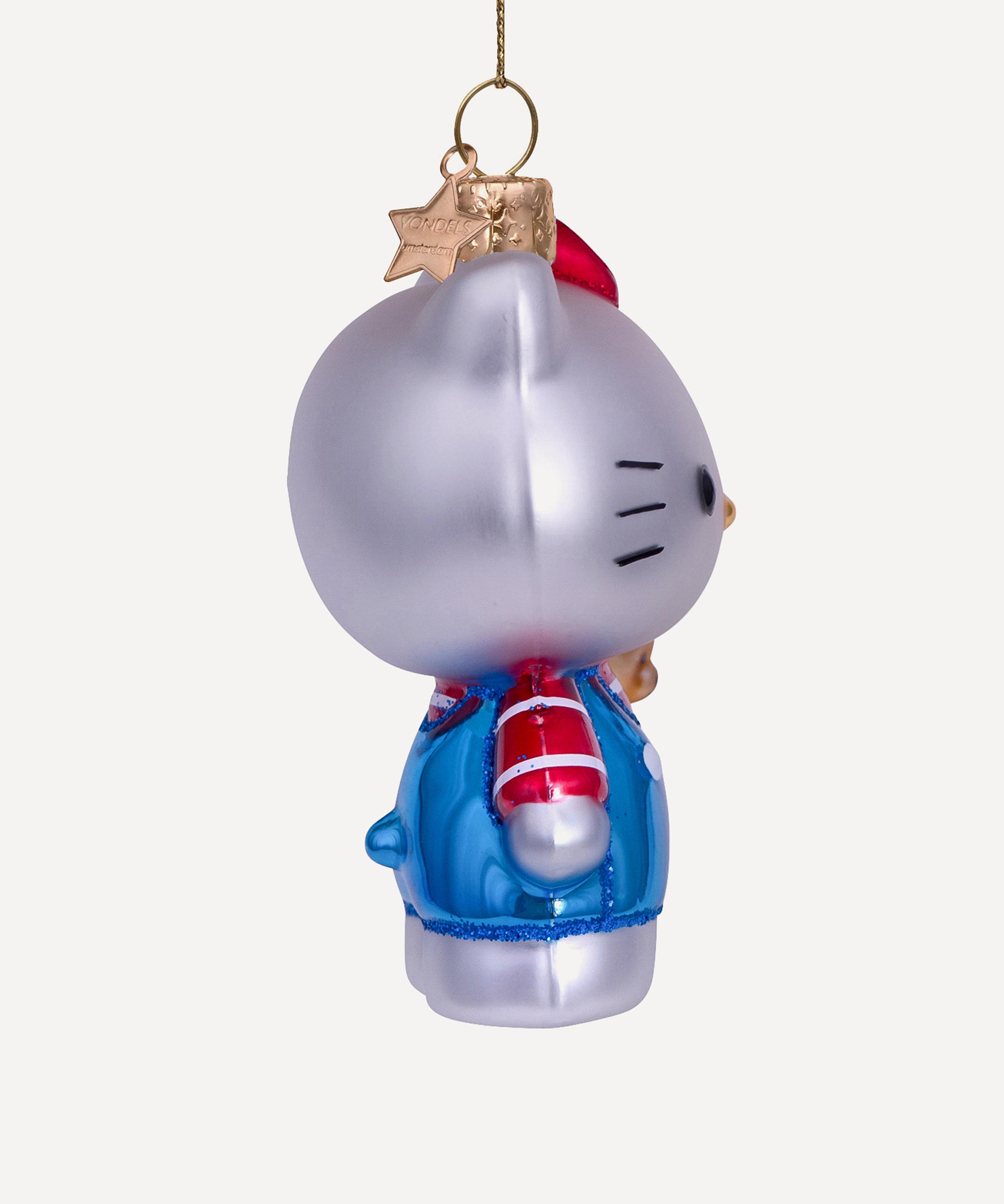 Christmas - Hello Kitty with Blue Dress and Teddy Bear Glass Ornament image number 2