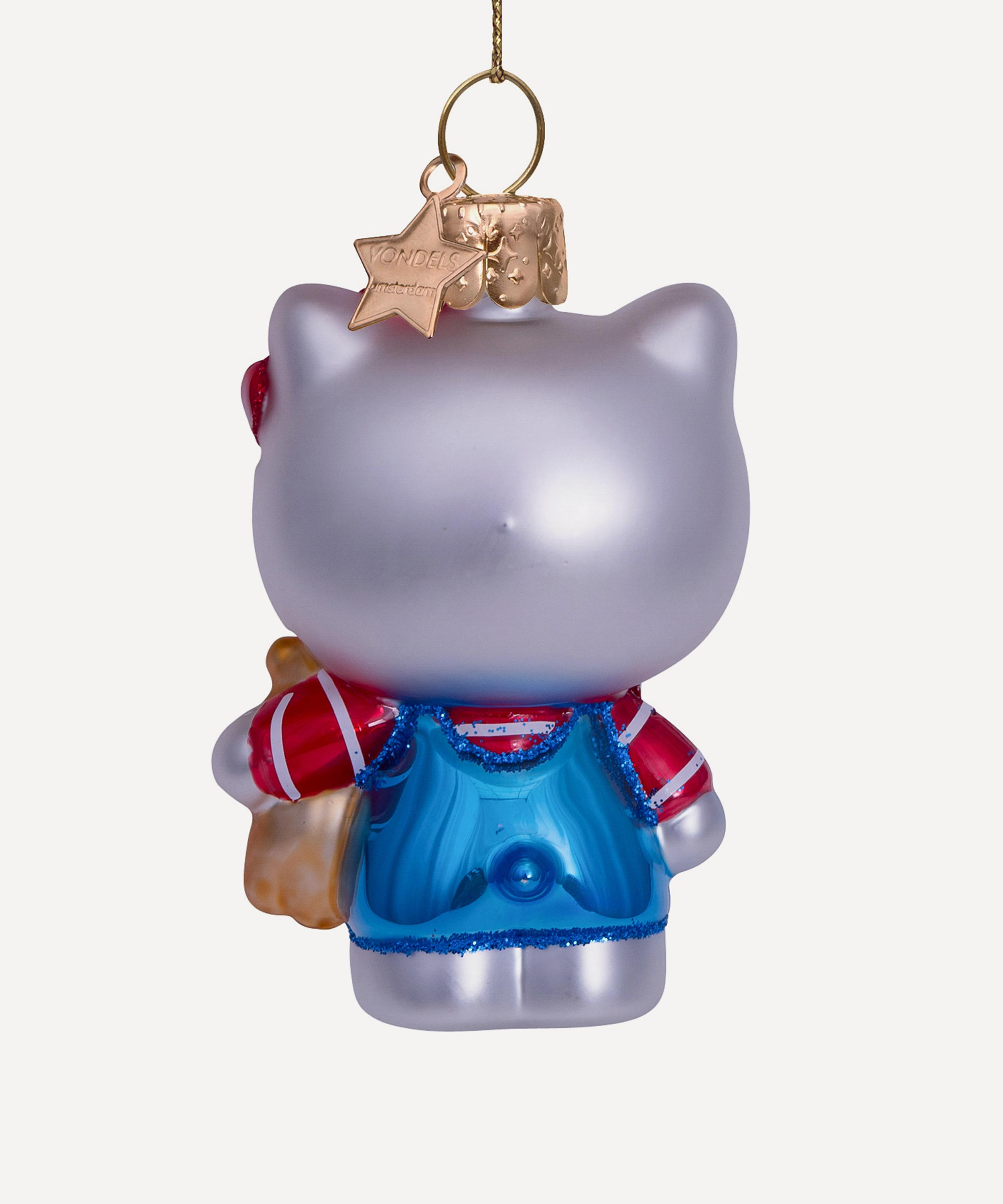 Christmas - Hello Kitty with Blue Dress and Teddy Bear Glass Ornament image number 3