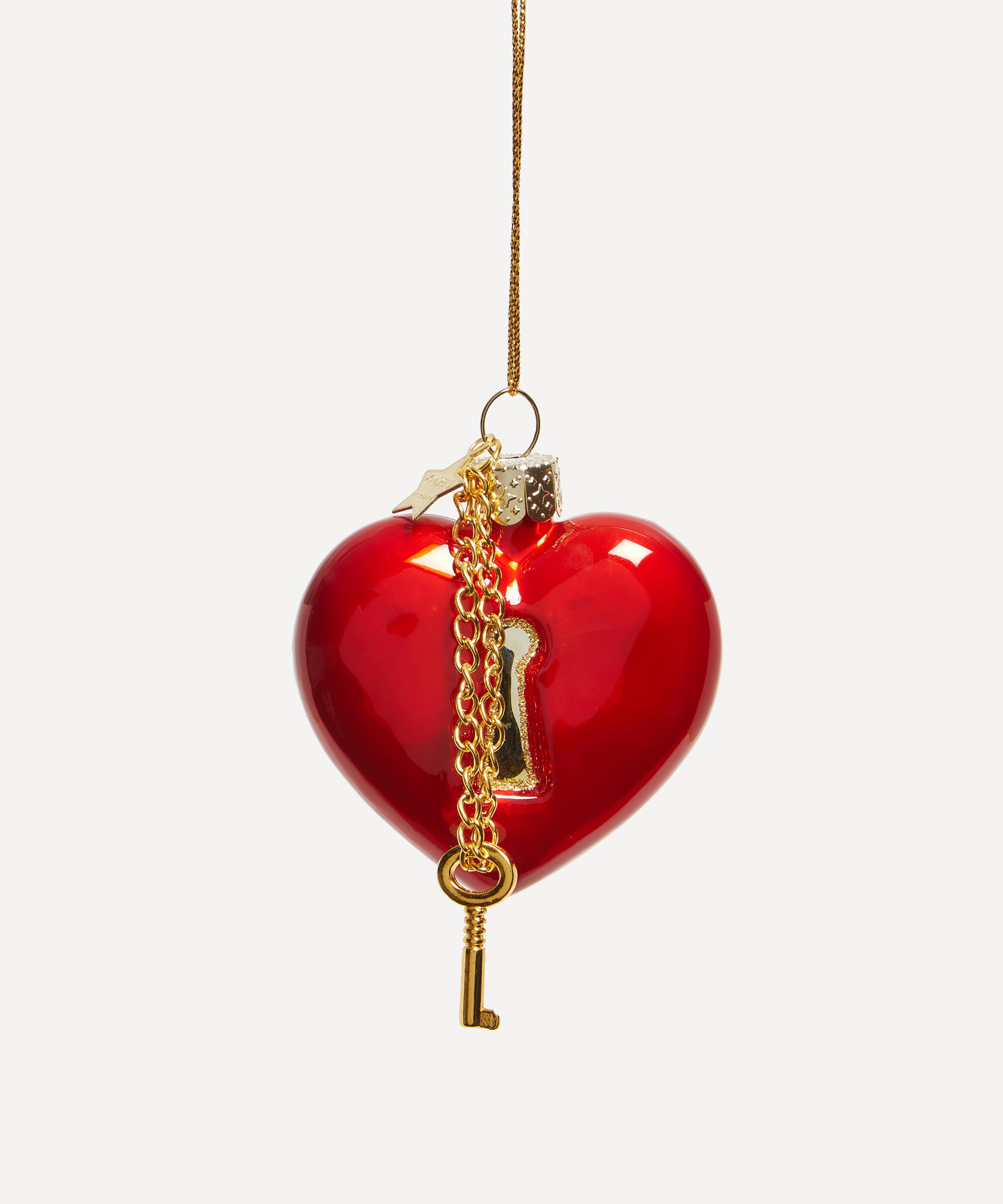 Christmas - Opal Heart with Key Lock Ornament image number 0