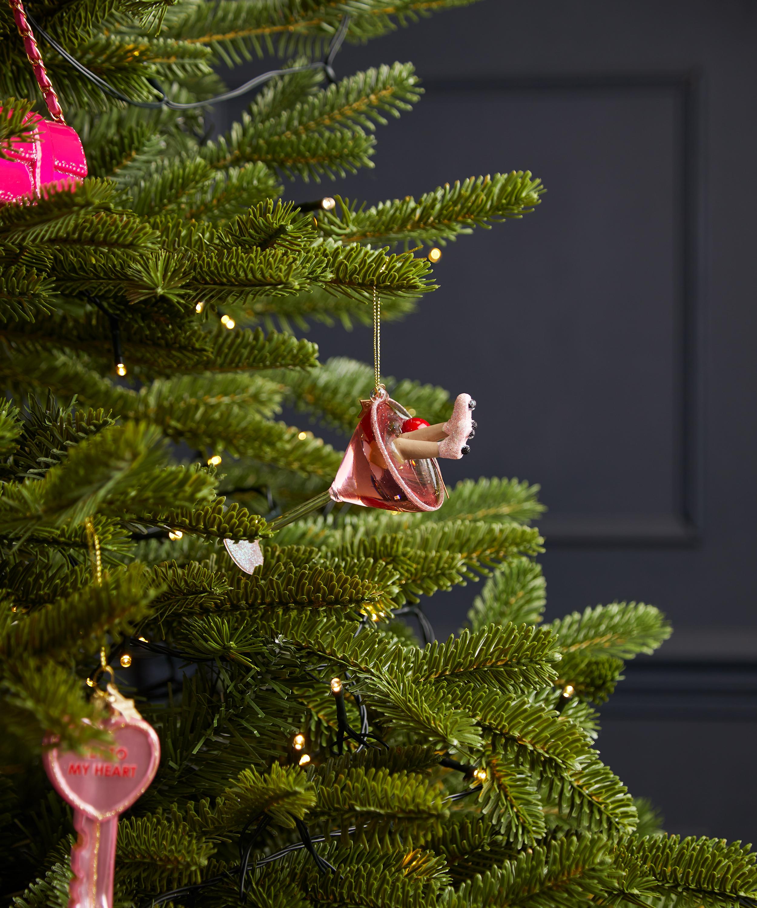 Christmas - Cosmopolitan Cocktail with Roller Skates Glass Ornament image number 1