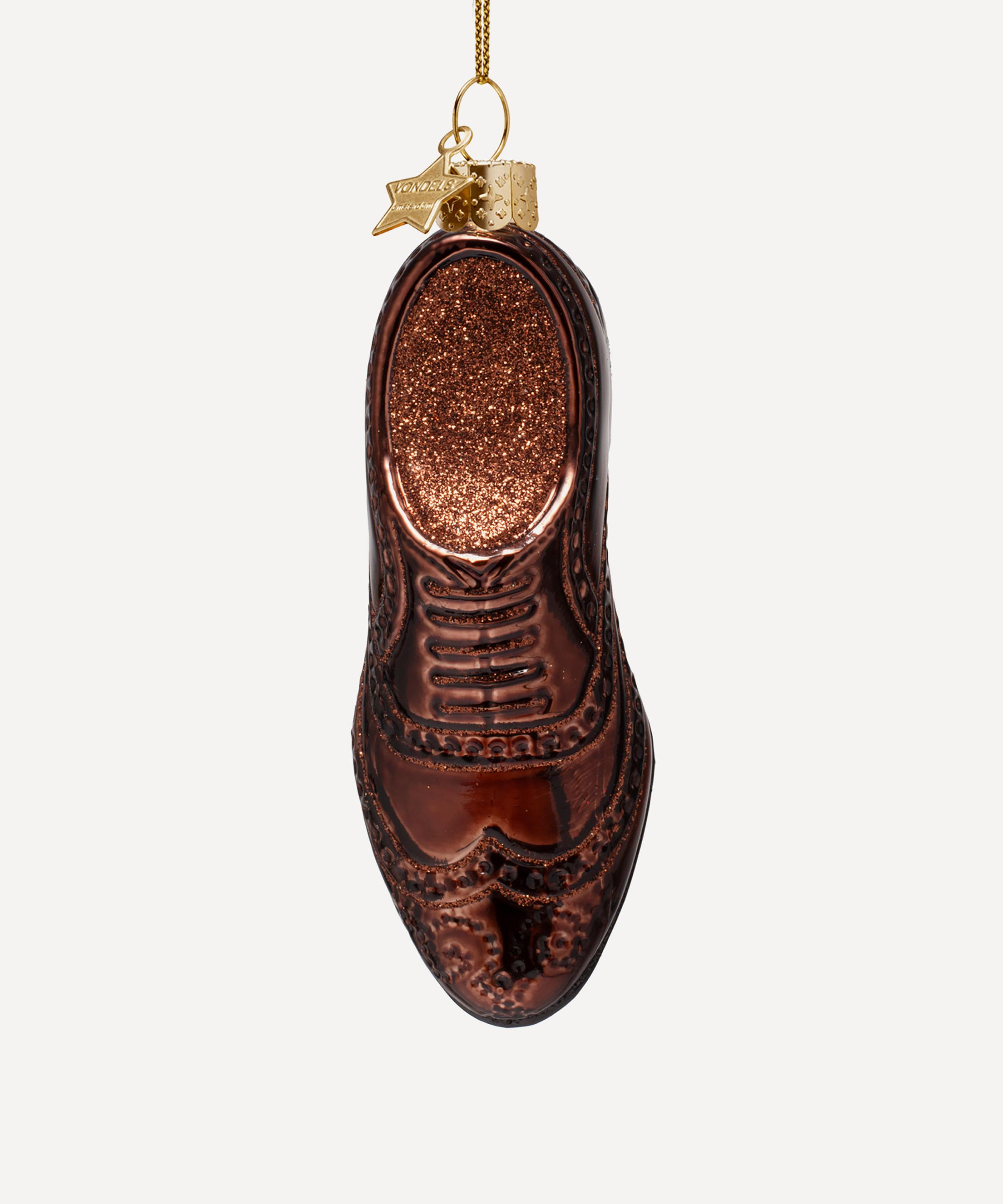 Christmas - Brown Brogue Shoe Glass Ornament image number 0