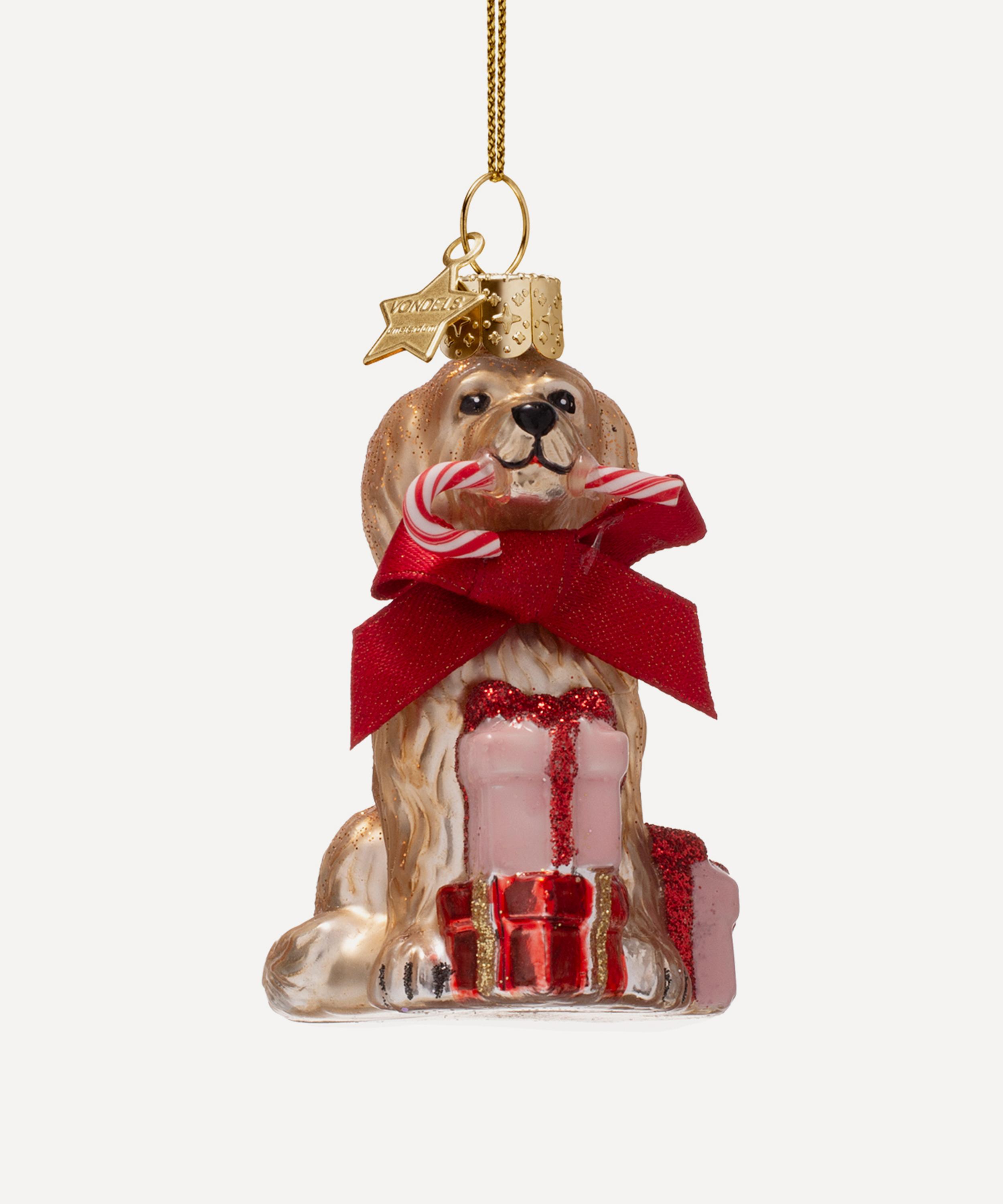 Christmas - Cockapoo Dog with Christmas Bow Glass Ornament image number 0