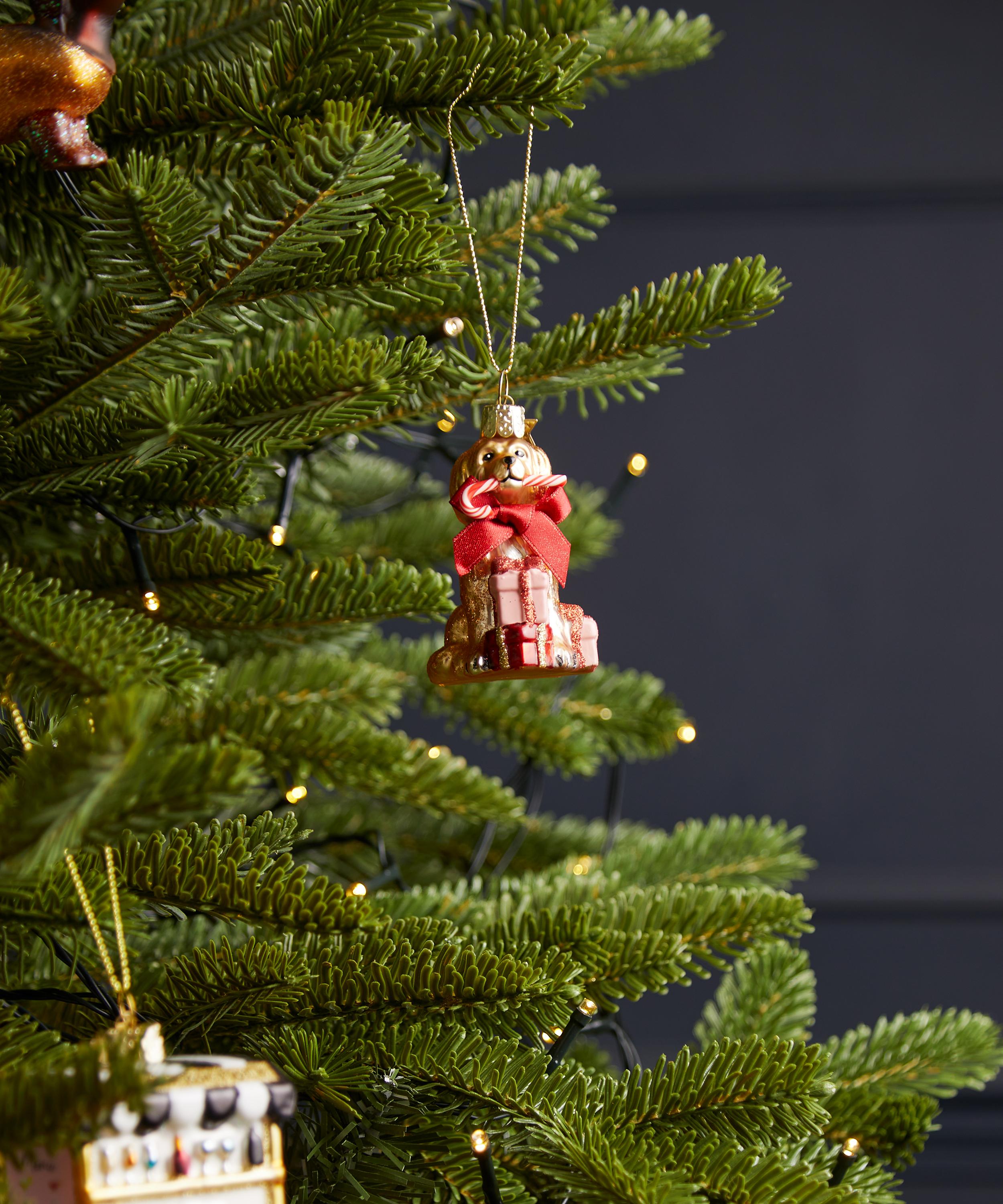 Christmas - Cockapoo Dog with Christmas Bow Glass Ornament image number 1