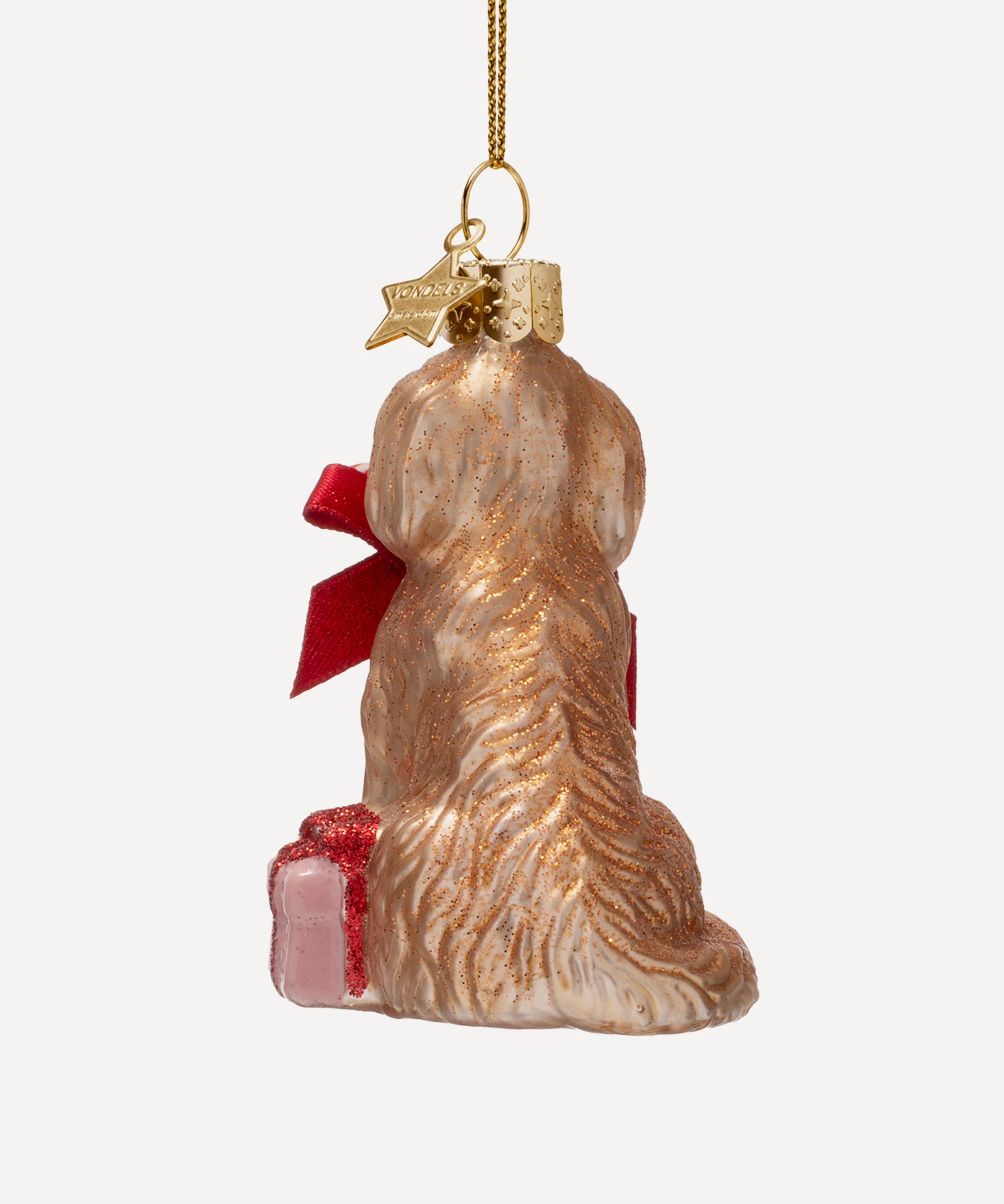 Christmas - Cockapoo Dog with Christmas Bow Glass Ornament image number 2