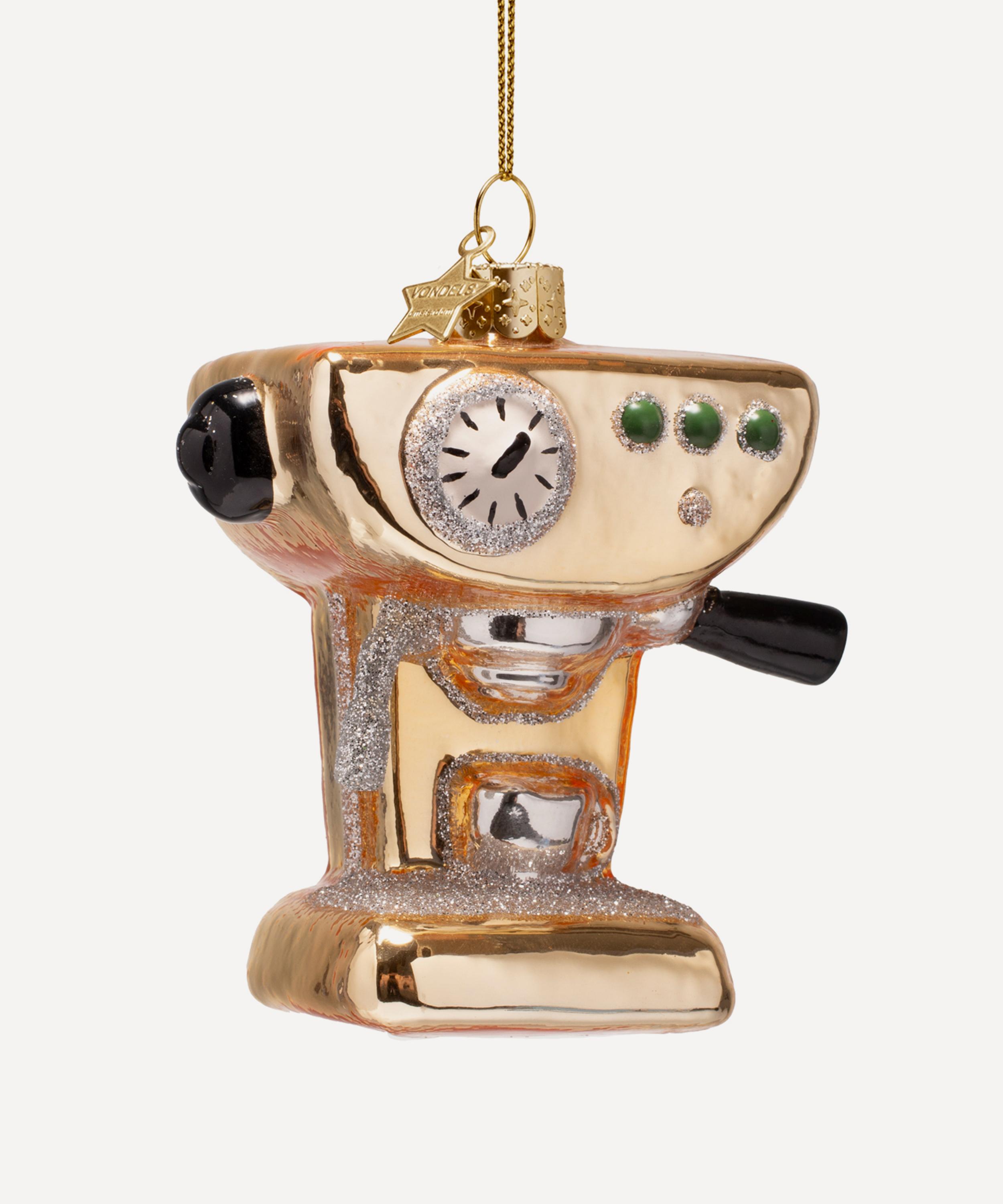Christmas - Gold Coffee Machine Glass Ornament image number 0