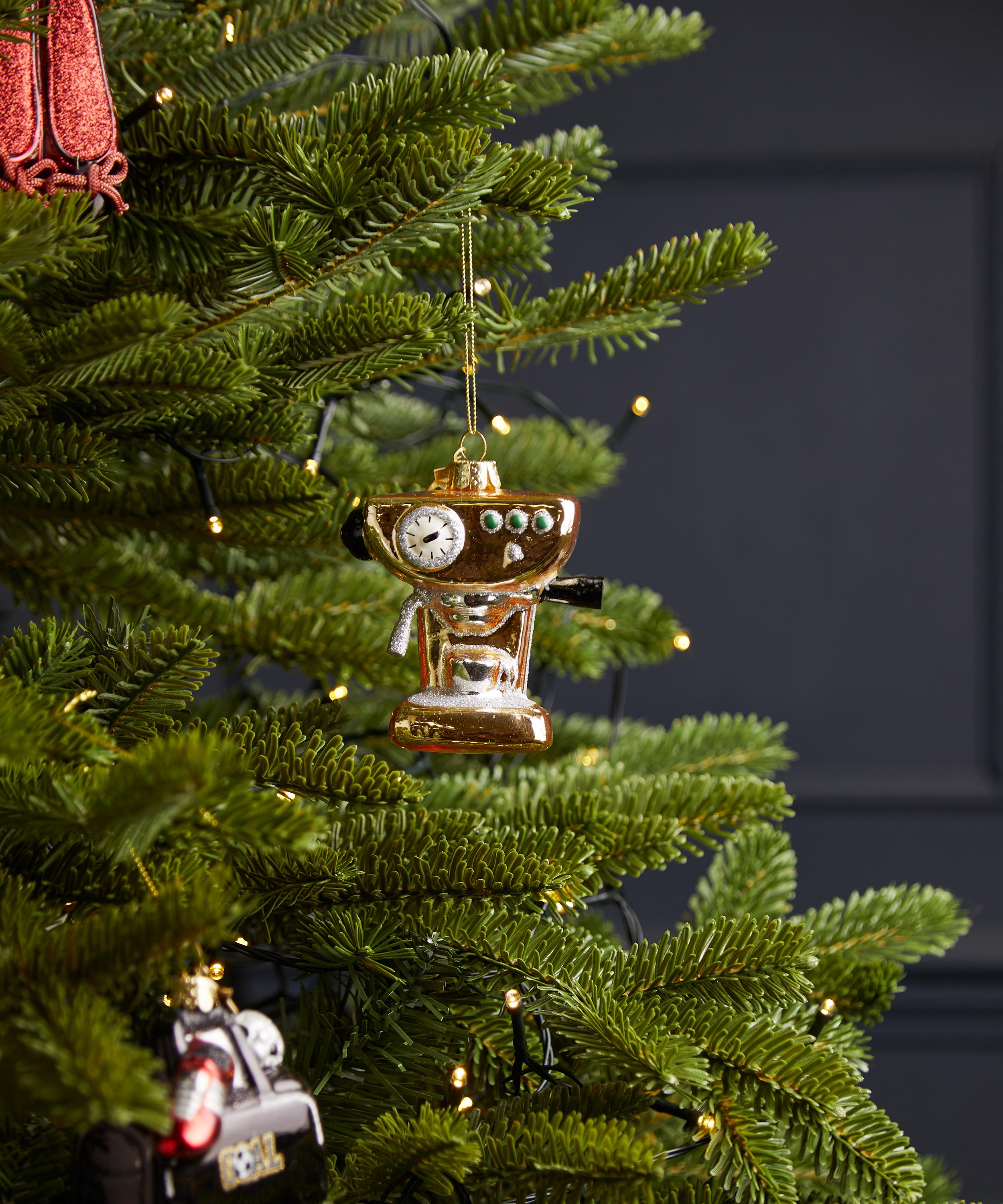 Christmas - Gold Coffee Machine Glass Ornament image number 1