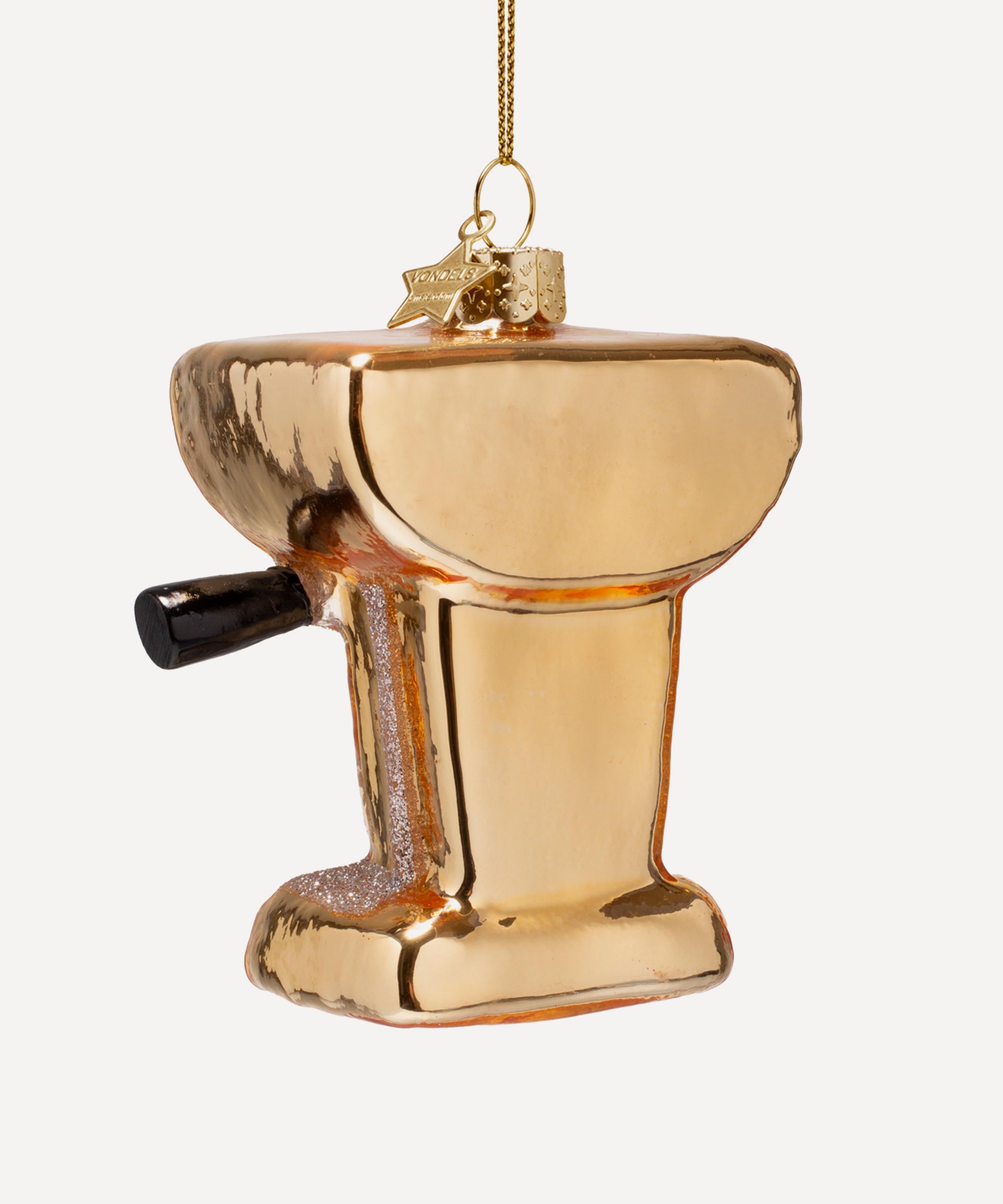 Christmas - Gold Coffee Machine Glass Ornament image number 2