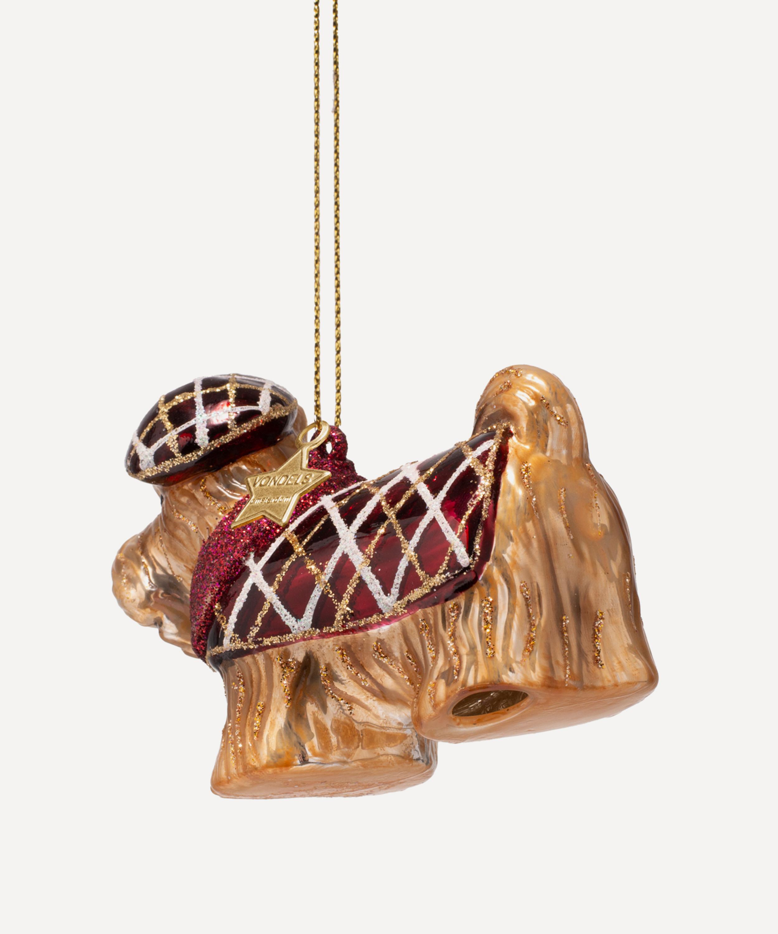 Christmas - Scottish Terrier with Red Tartan T-Shirt Glass Ornament image number 2