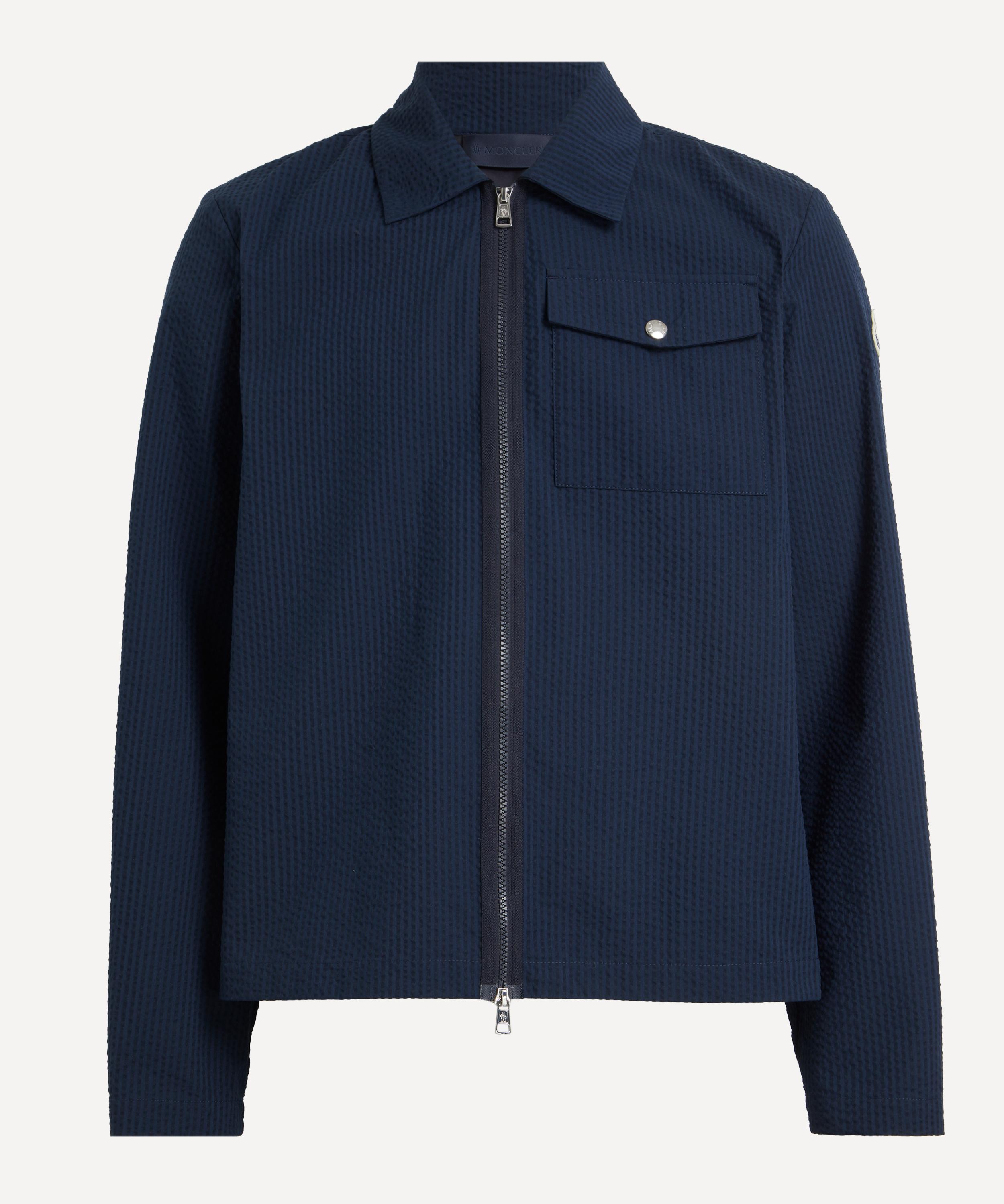 Moncler - Dark Blue Seersucker Shirt Jacket image number 0