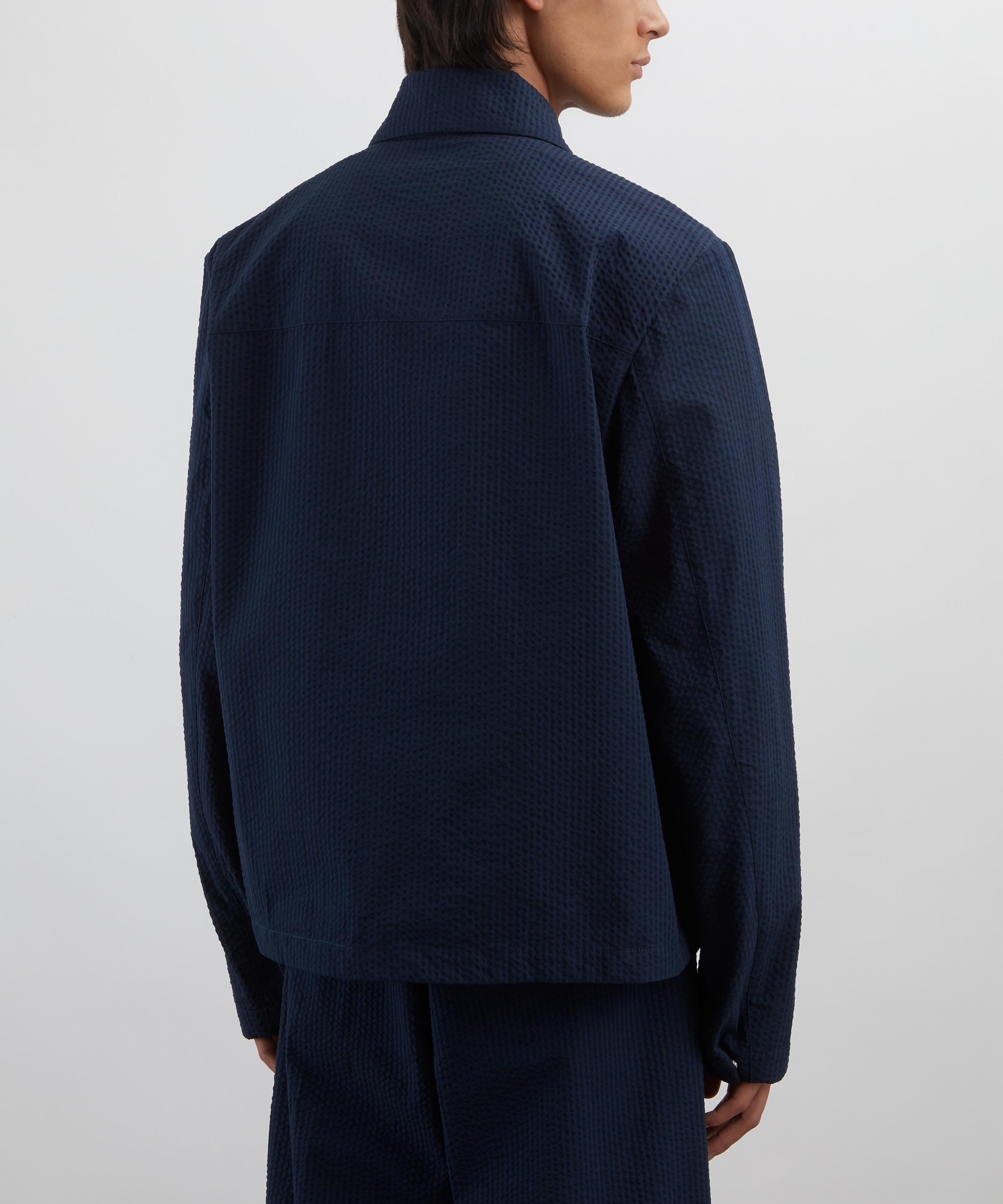 Moncler - Dark Blue Seersucker Shirt Jacket image number 3