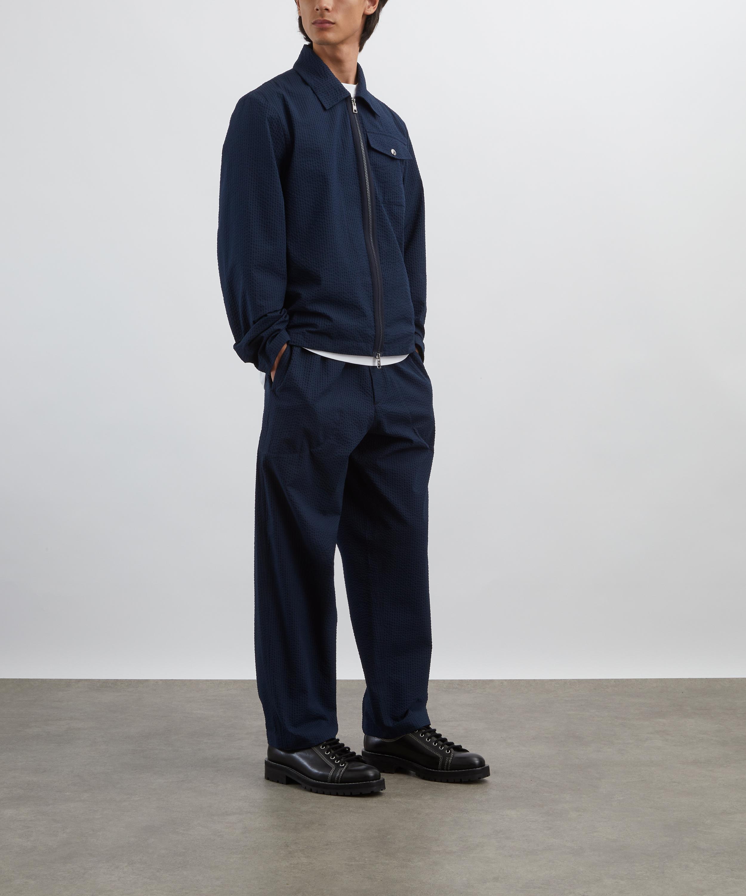 Moncler - Dark Blue Seersucker Trousers image number 1