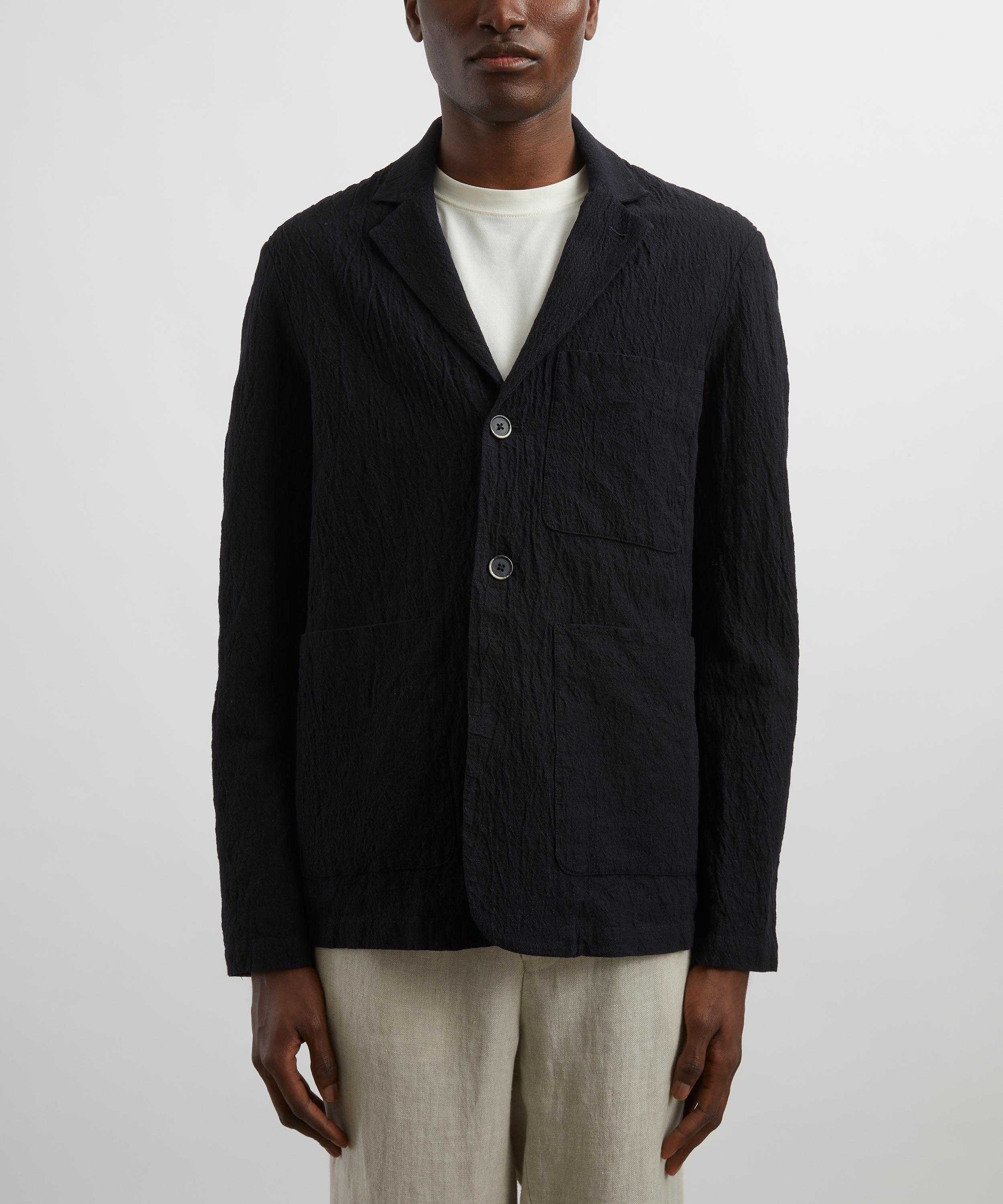 Barena - Navy Crinkled Cotton Overshirt image number 2