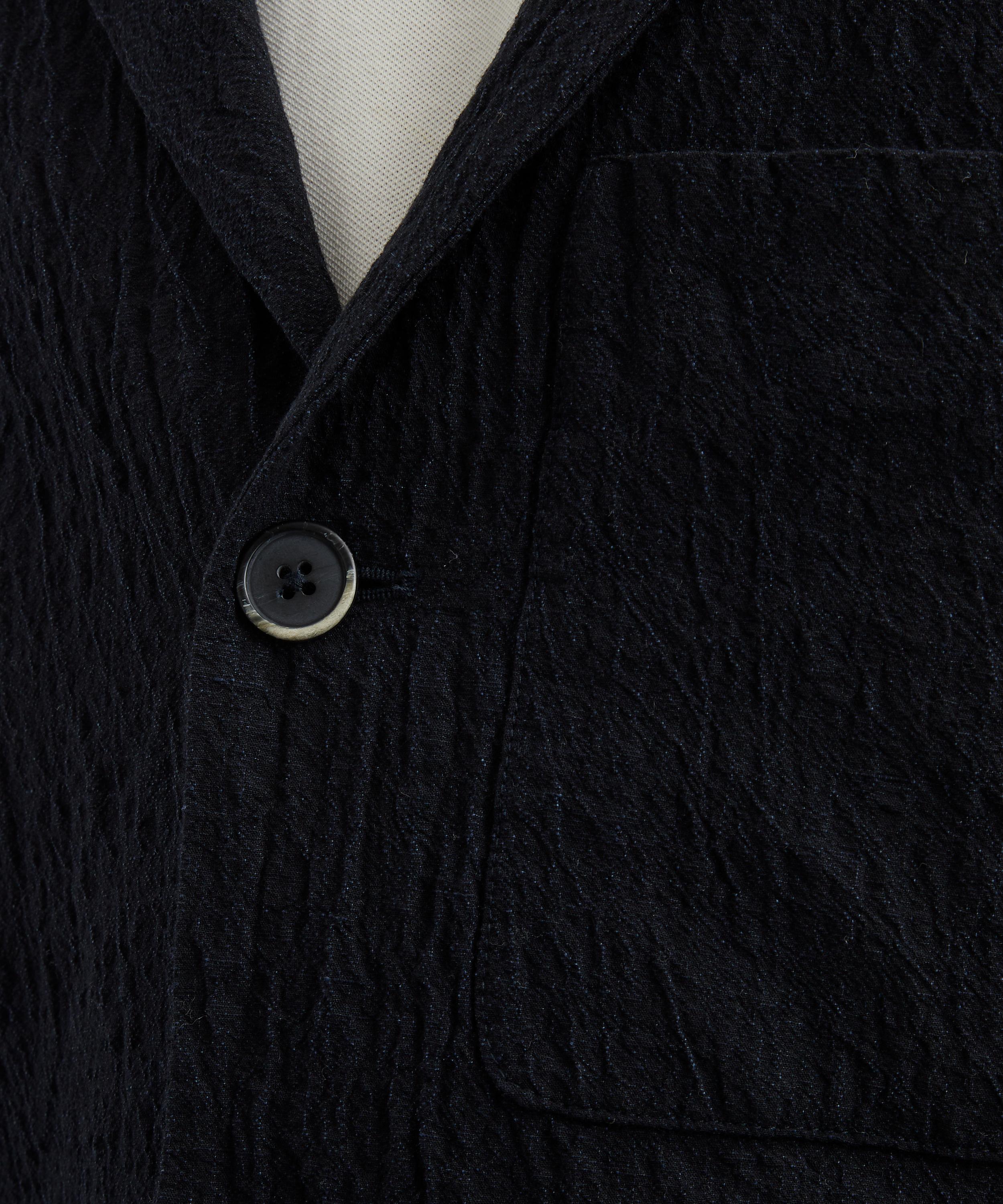 Barena - Navy Crinkled Cotton Overshirt image number 4