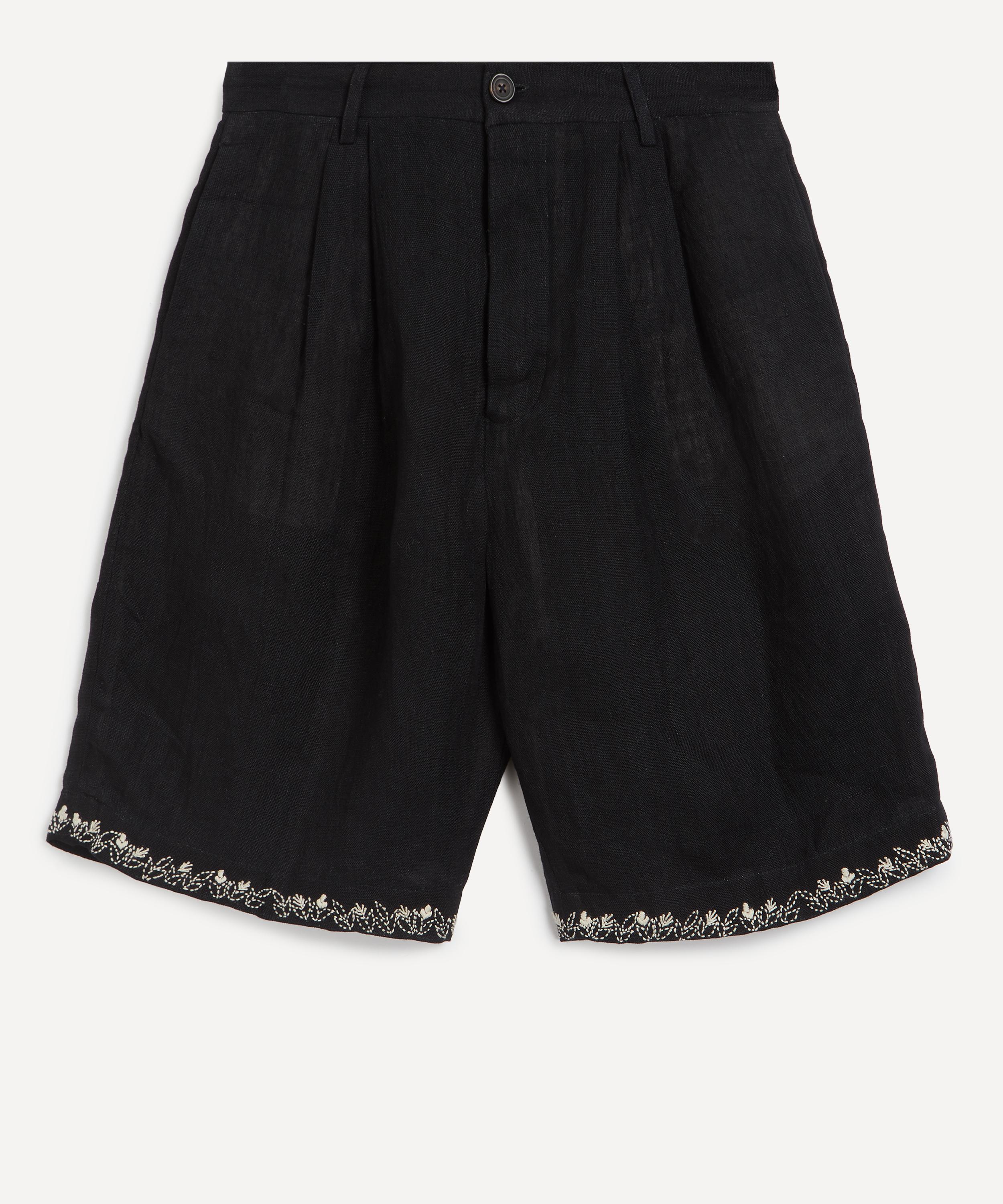 Kartik Research - Linen Pleated Shorts image number 0