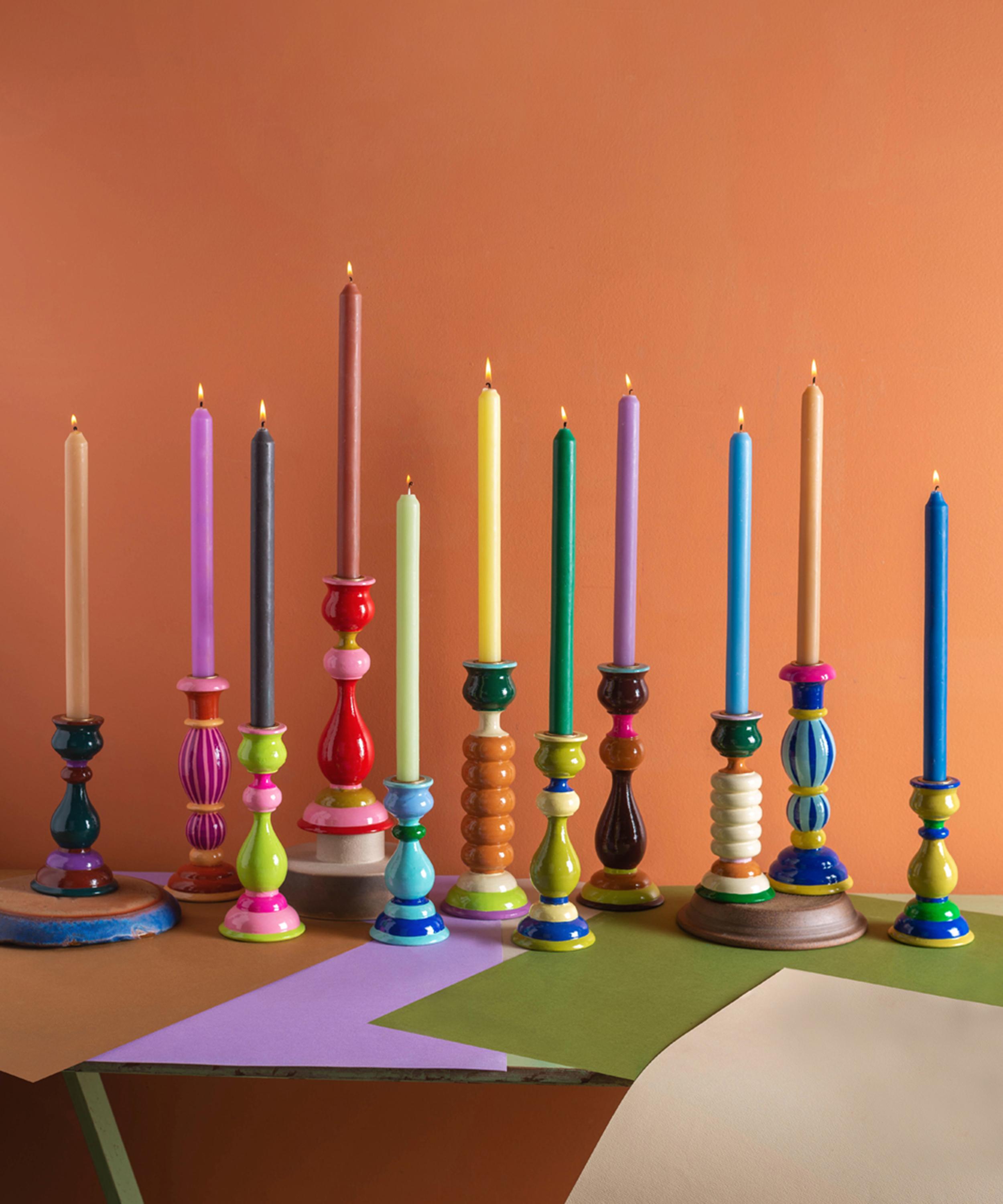 Ian Snow - Bright Tones Wooden Candlestick image number 1