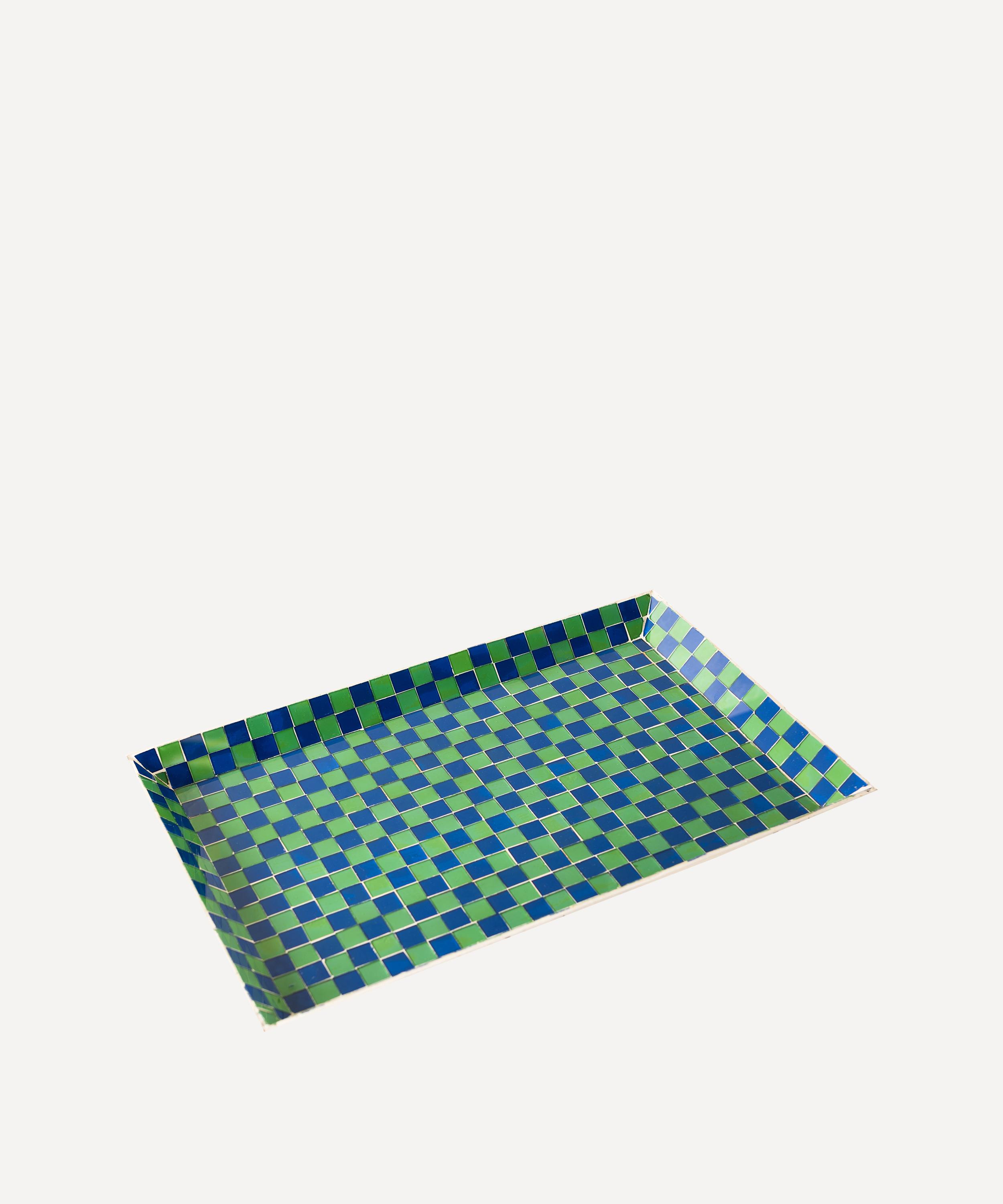 Ian Snow - Green and Blue Mosaic Glass Tray