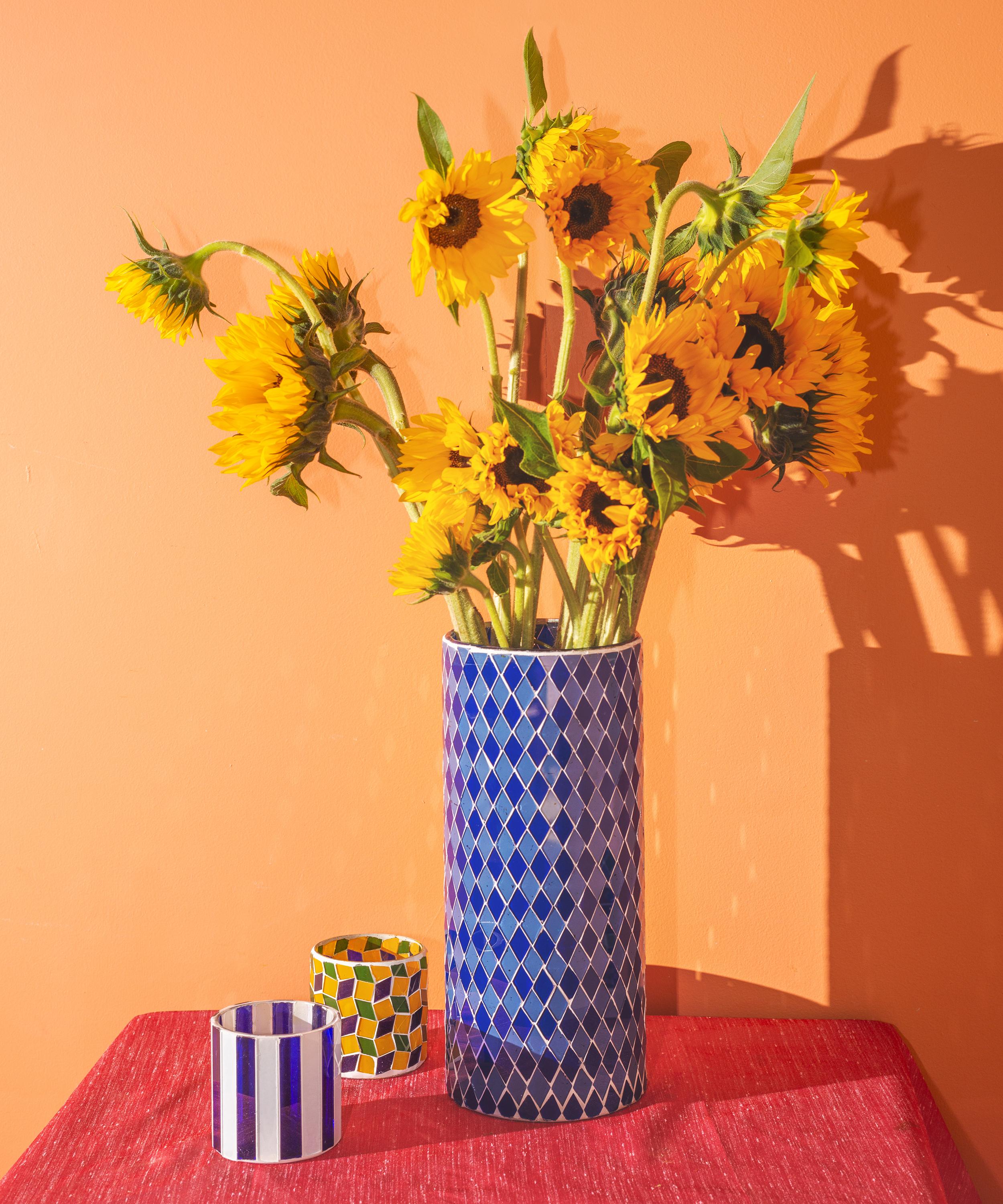 Ian Snow - Blue Mosaic Glass Vase image number 2
