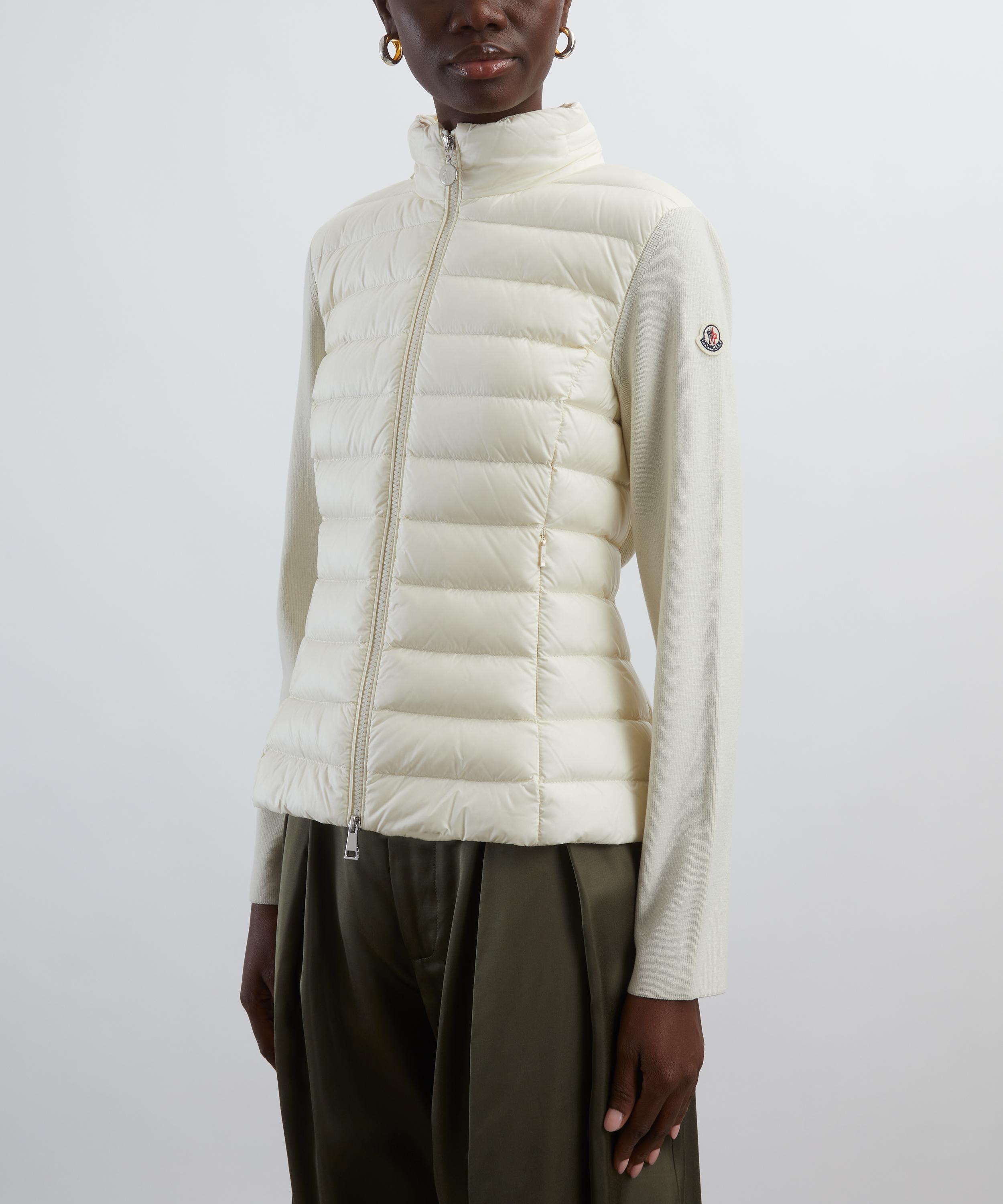 Moncler - White Ivory Padded Wool Zip-Up Cardigan image number 2