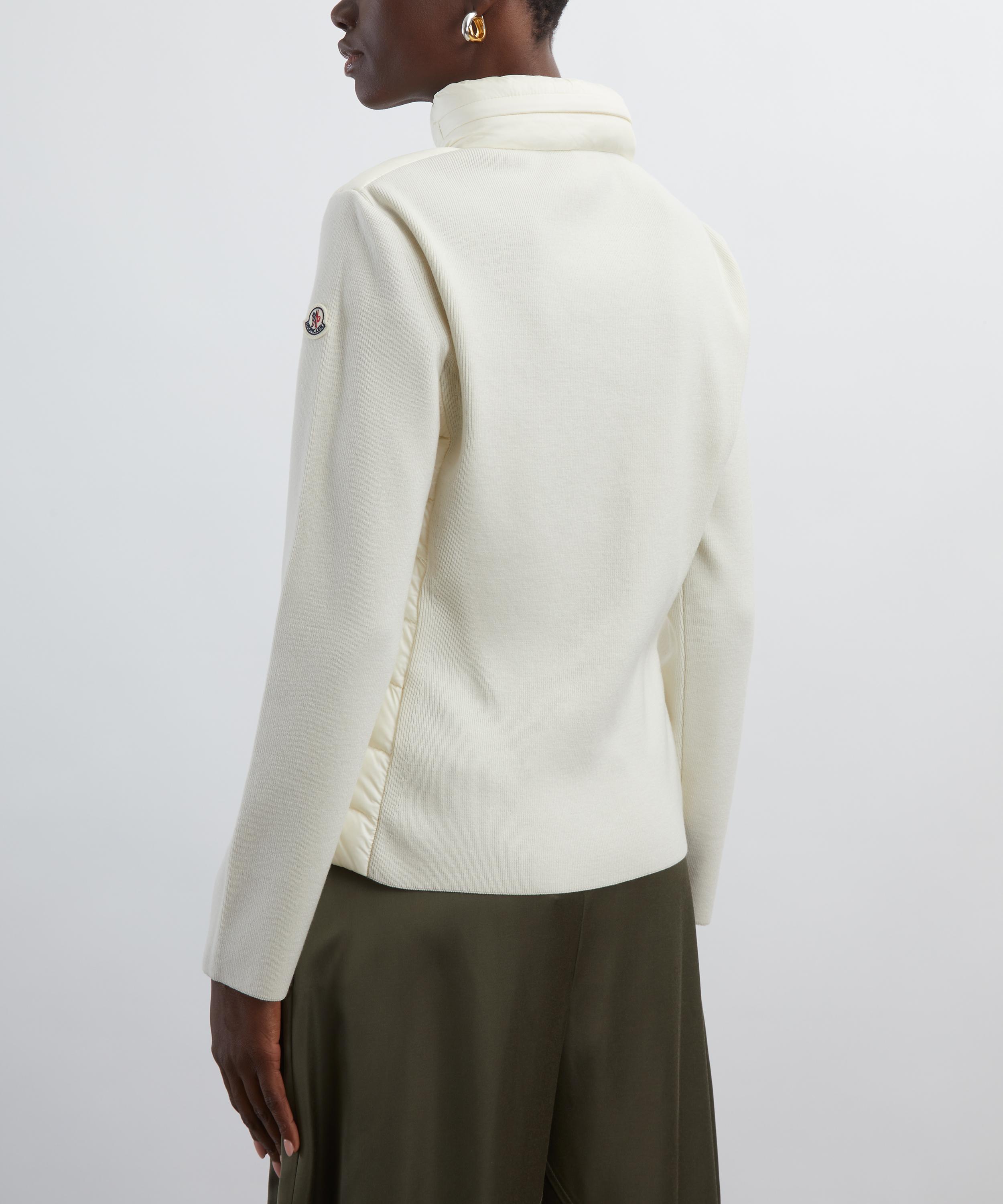 Moncler - White Ivory Padded Wool Zip-Up Cardigan image number 3