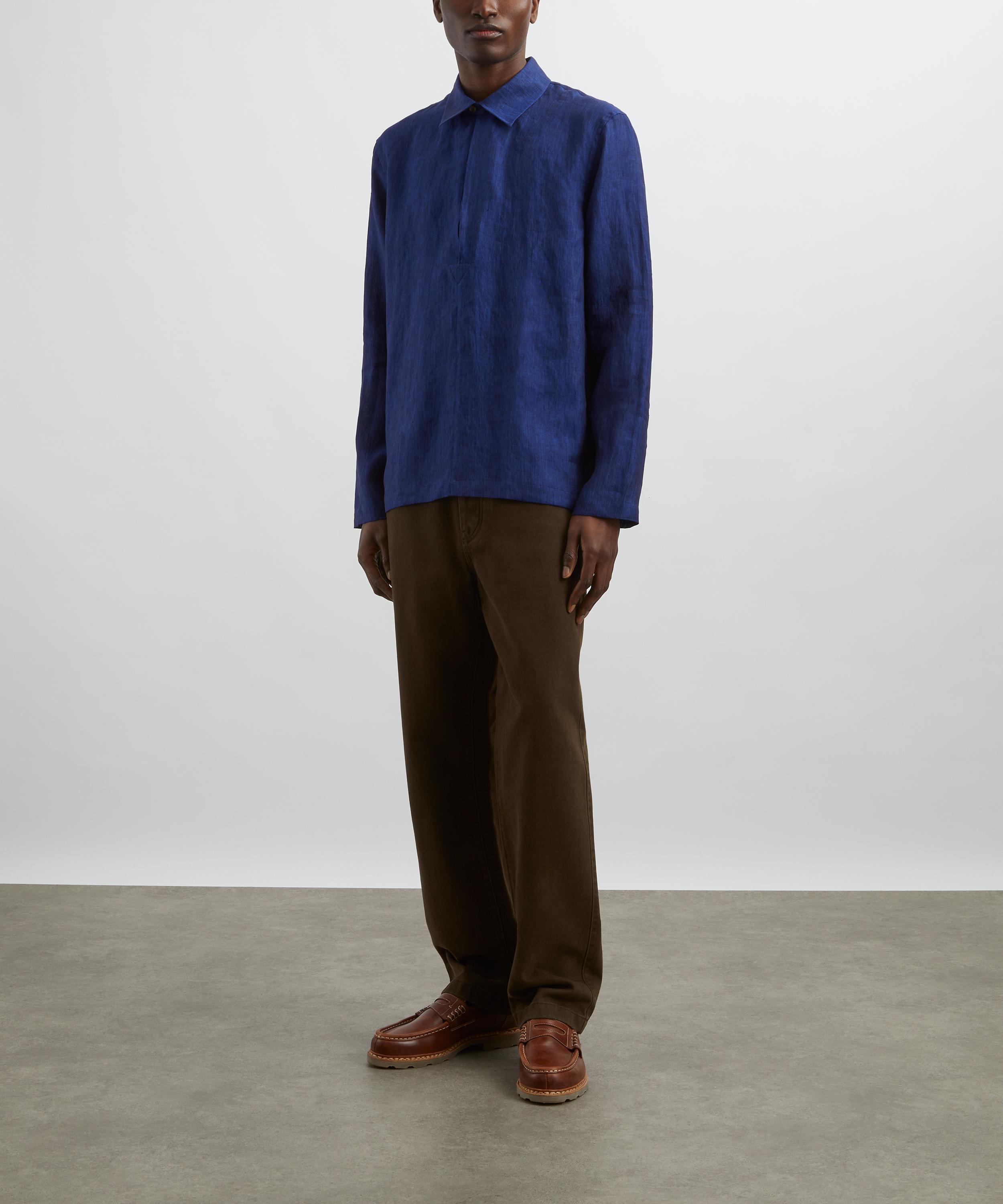 Paul Smith - Indigo Linen Popover Shirt image number 1