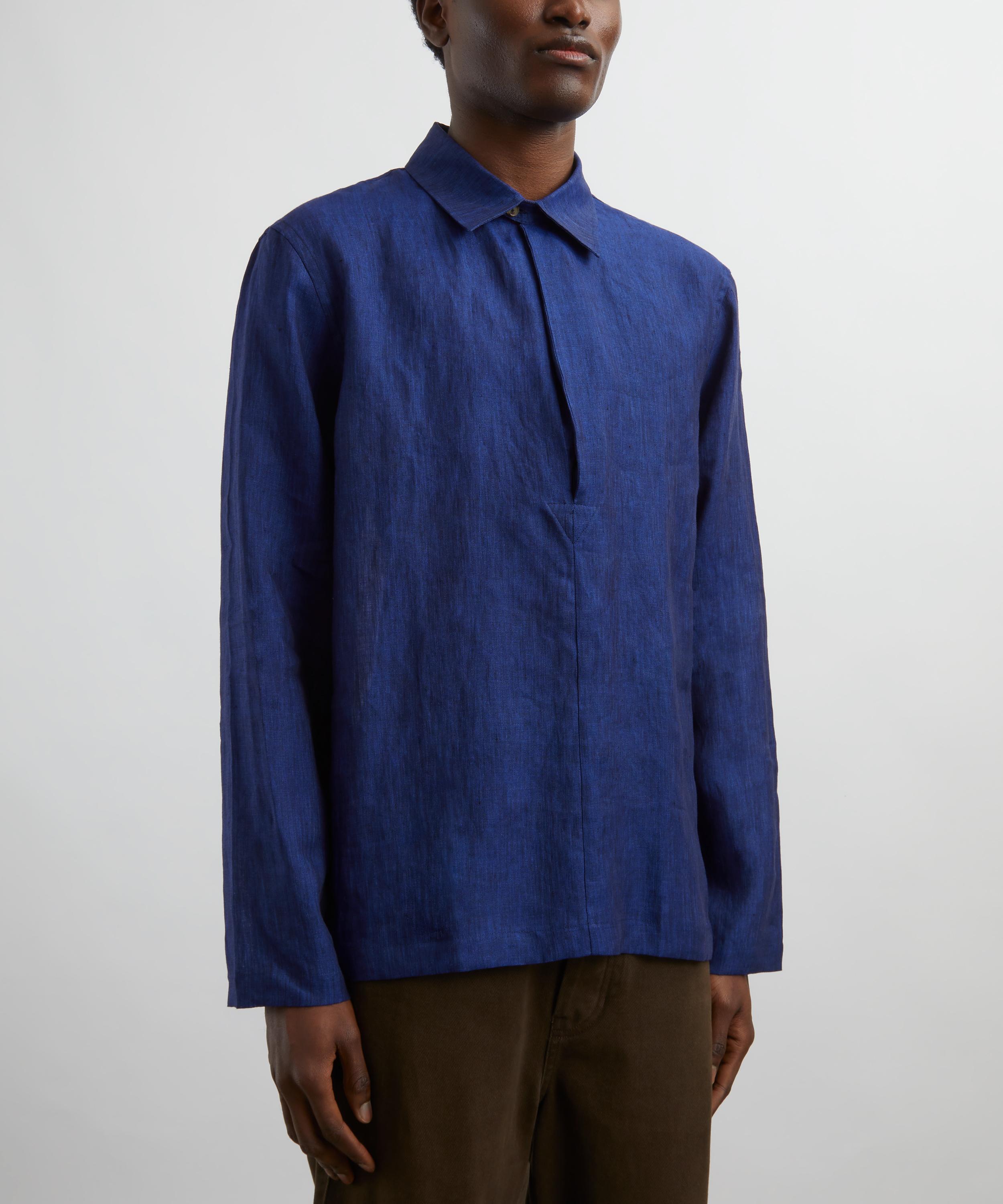 Paul Smith - Indigo Linen Popover Shirt image number 2
