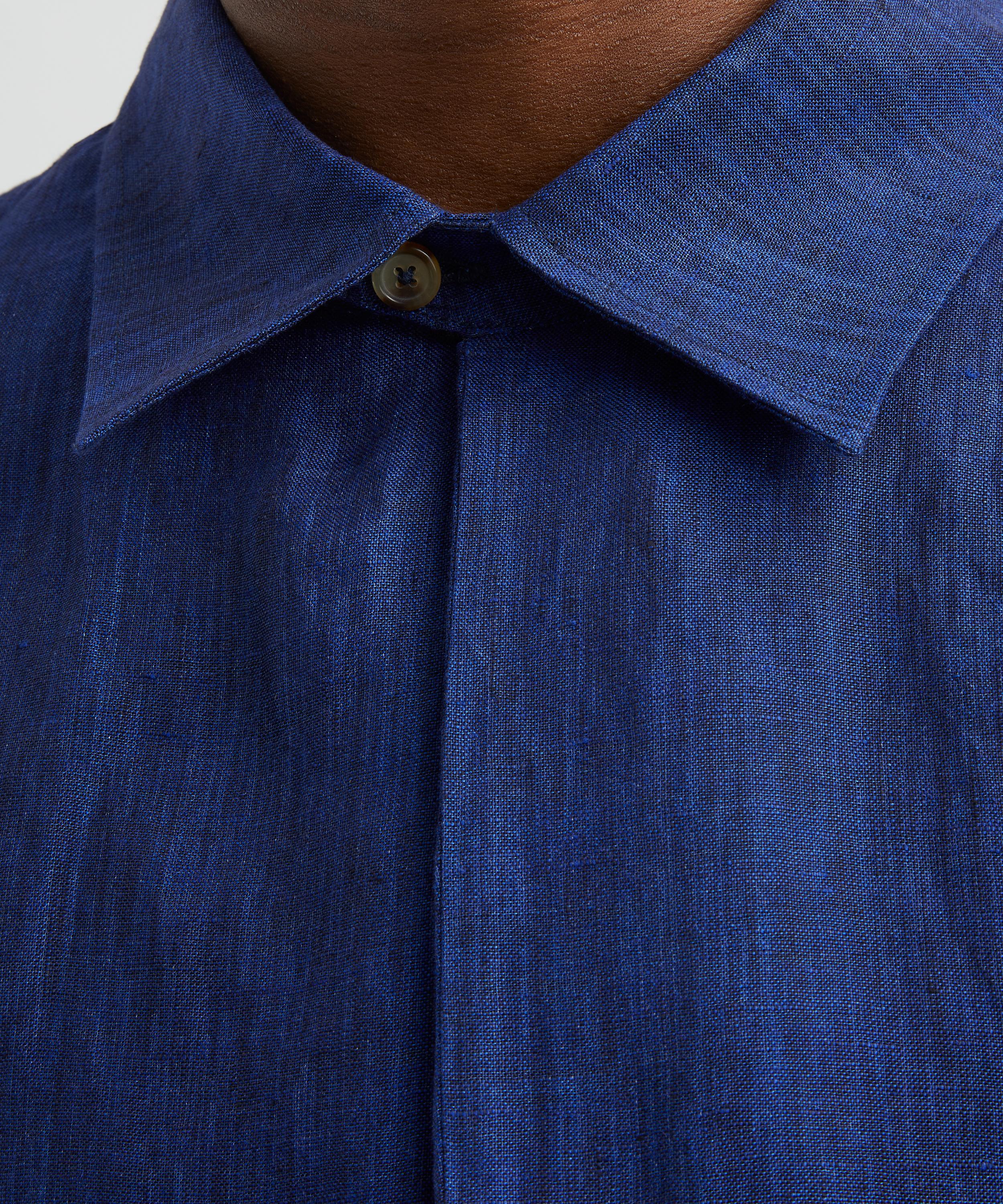 Paul Smith - Indigo Linen Popover Shirt image number 4