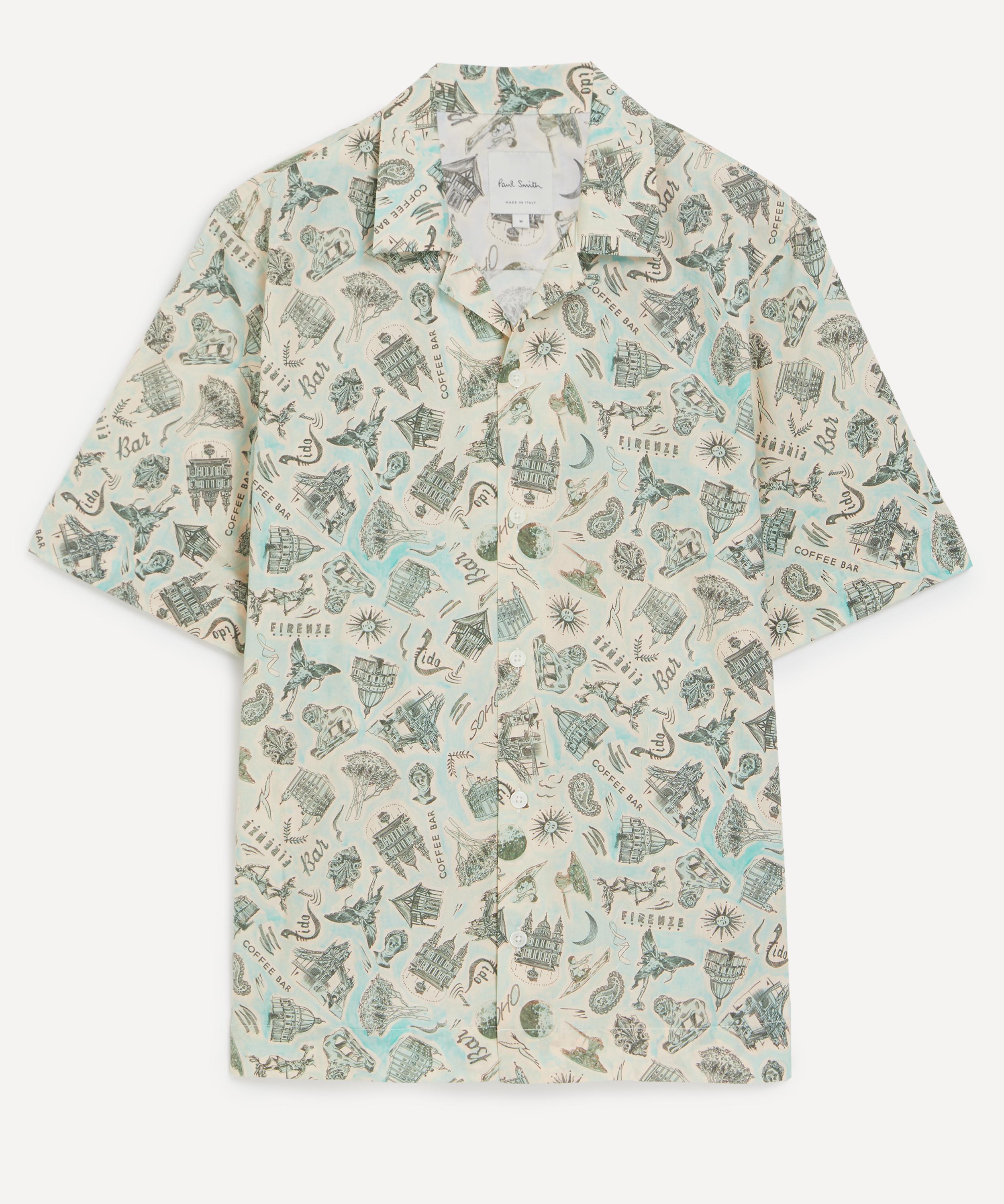 Paul Smith - Green Souvenir Short-Sleeve Cotton Shirt image number 0