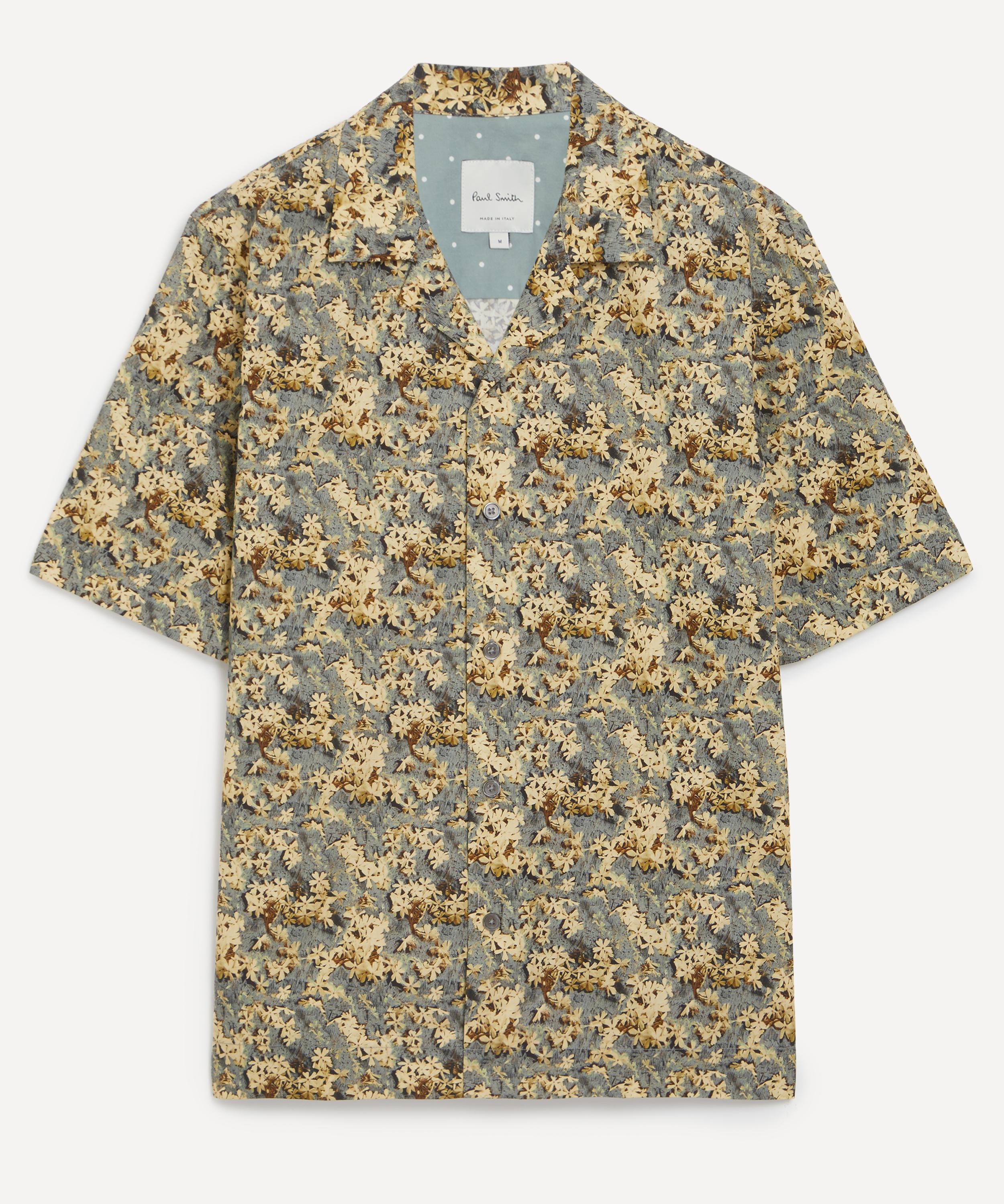 Paul Smith - Green Flower Print Short-Sleeve Cotton Shirt image number 0