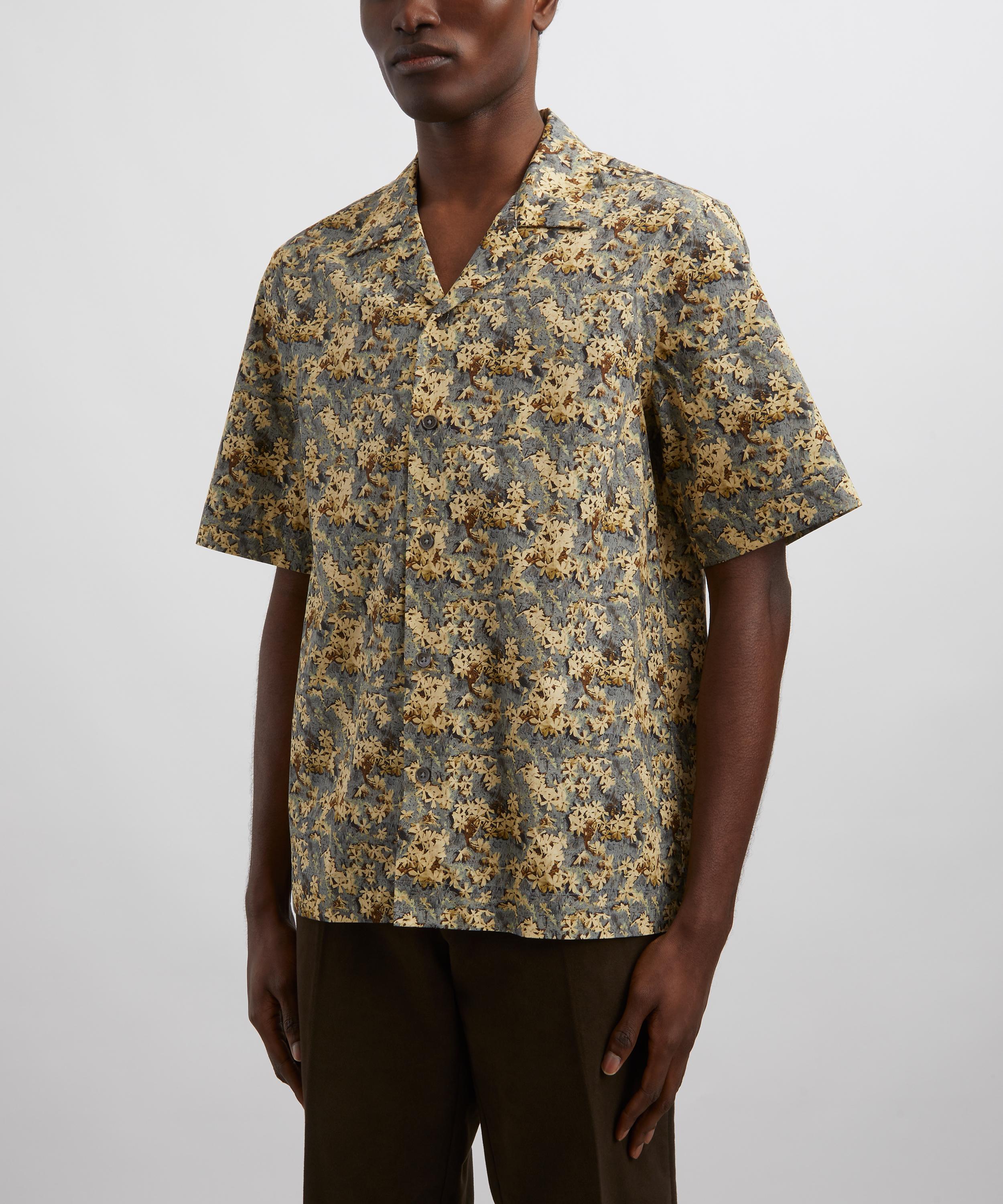 Paul Smith - Green Flower Print Short-Sleeve Cotton Shirt image number 2