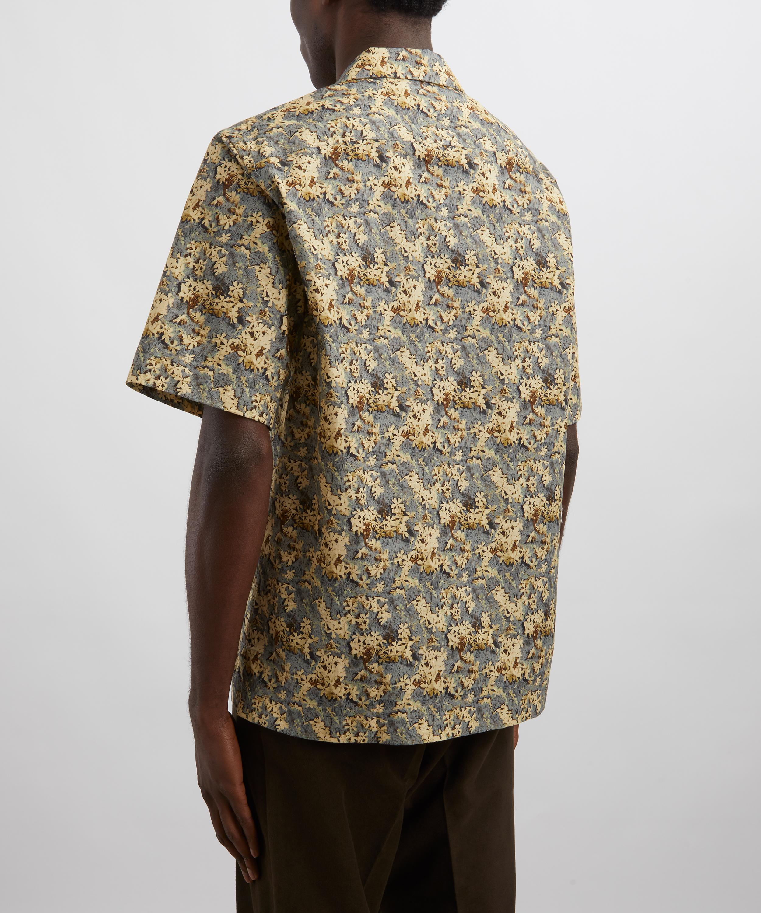 Paul Smith - Green Flower Print Short-Sleeve Cotton Shirt image number 3