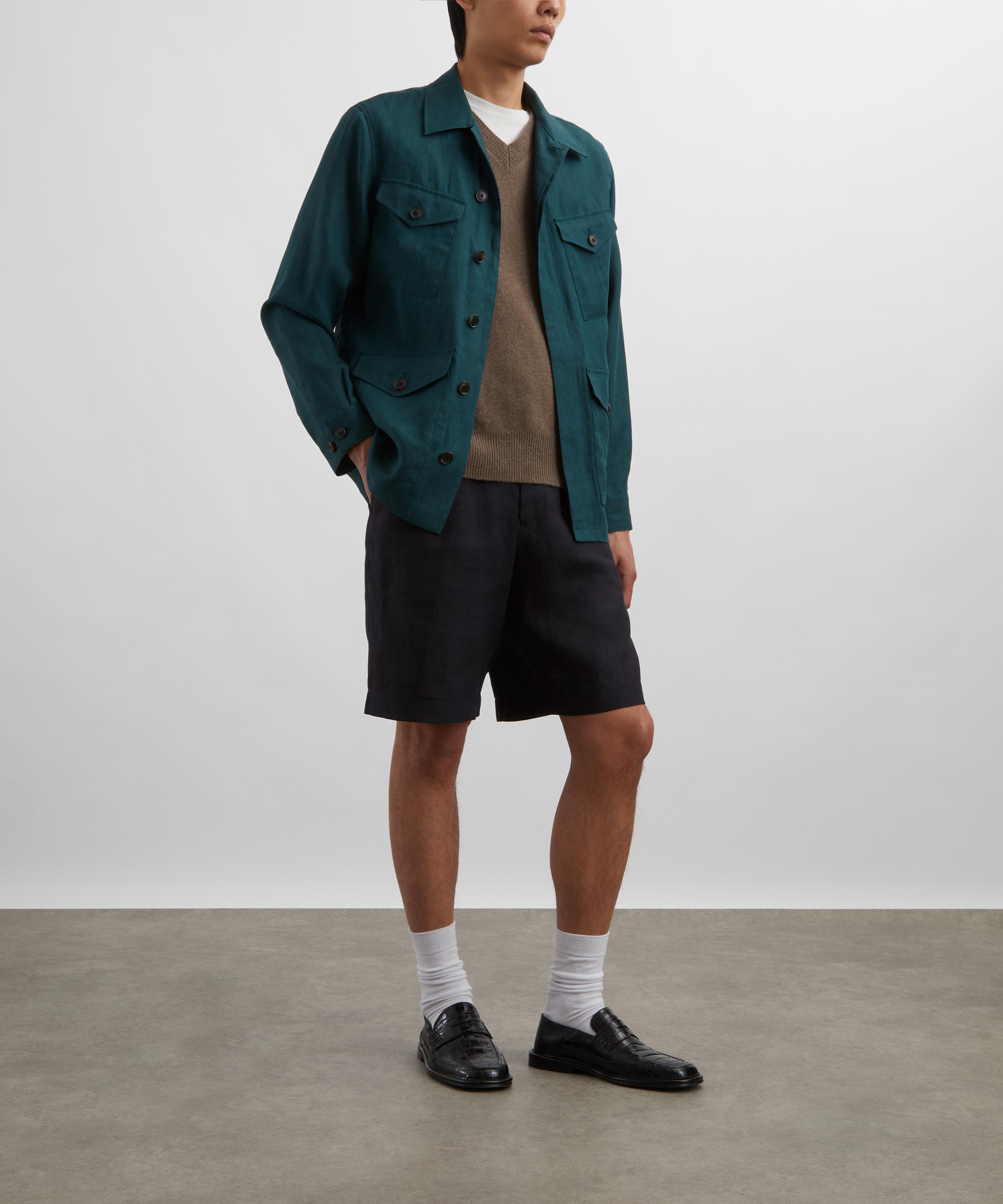 Paul Smith - Navy Elasticated Waist Linen Shorts image number 1