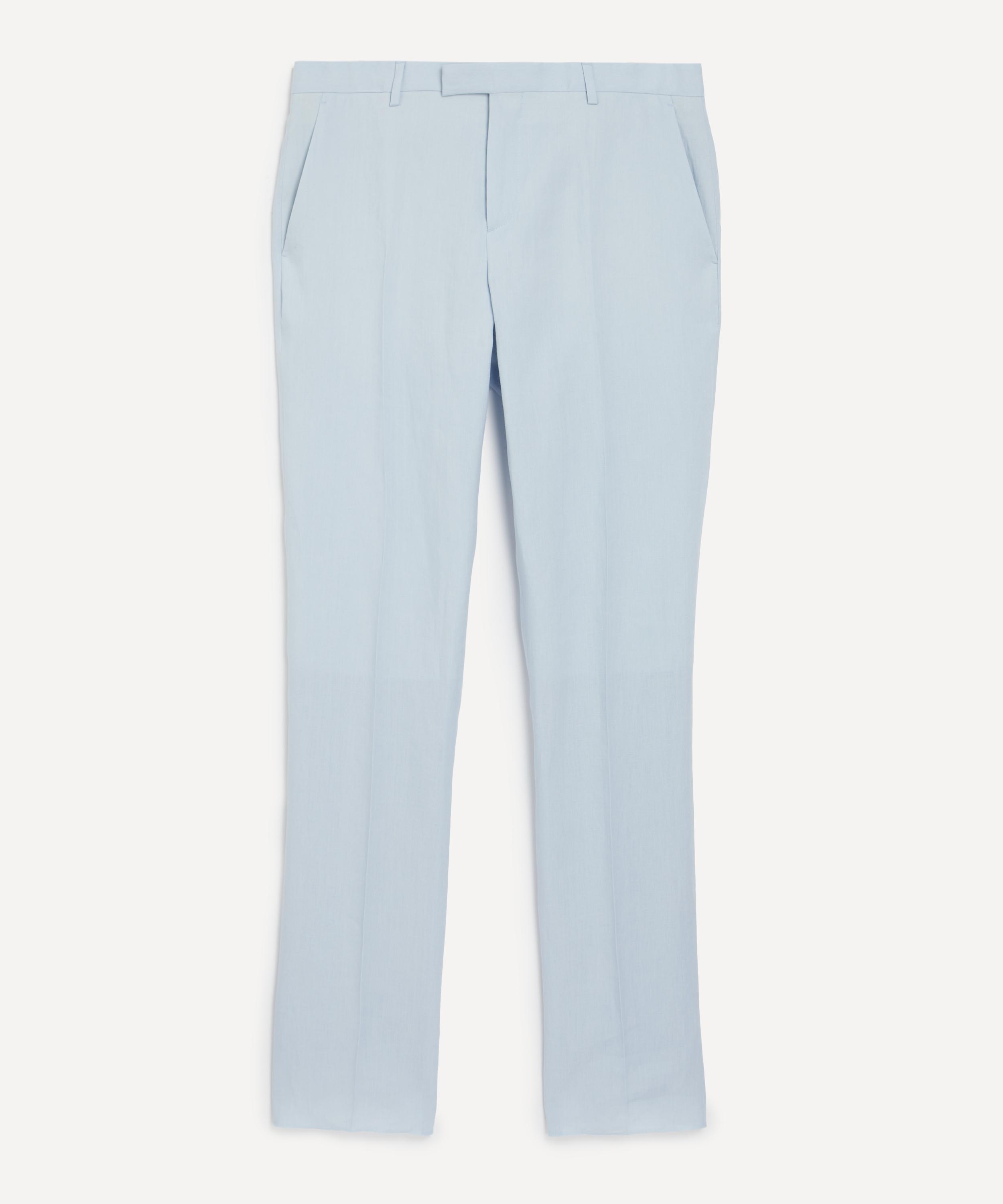 Paul Smith - Light Blue Linen Tapered-Fit Trousers image number 0