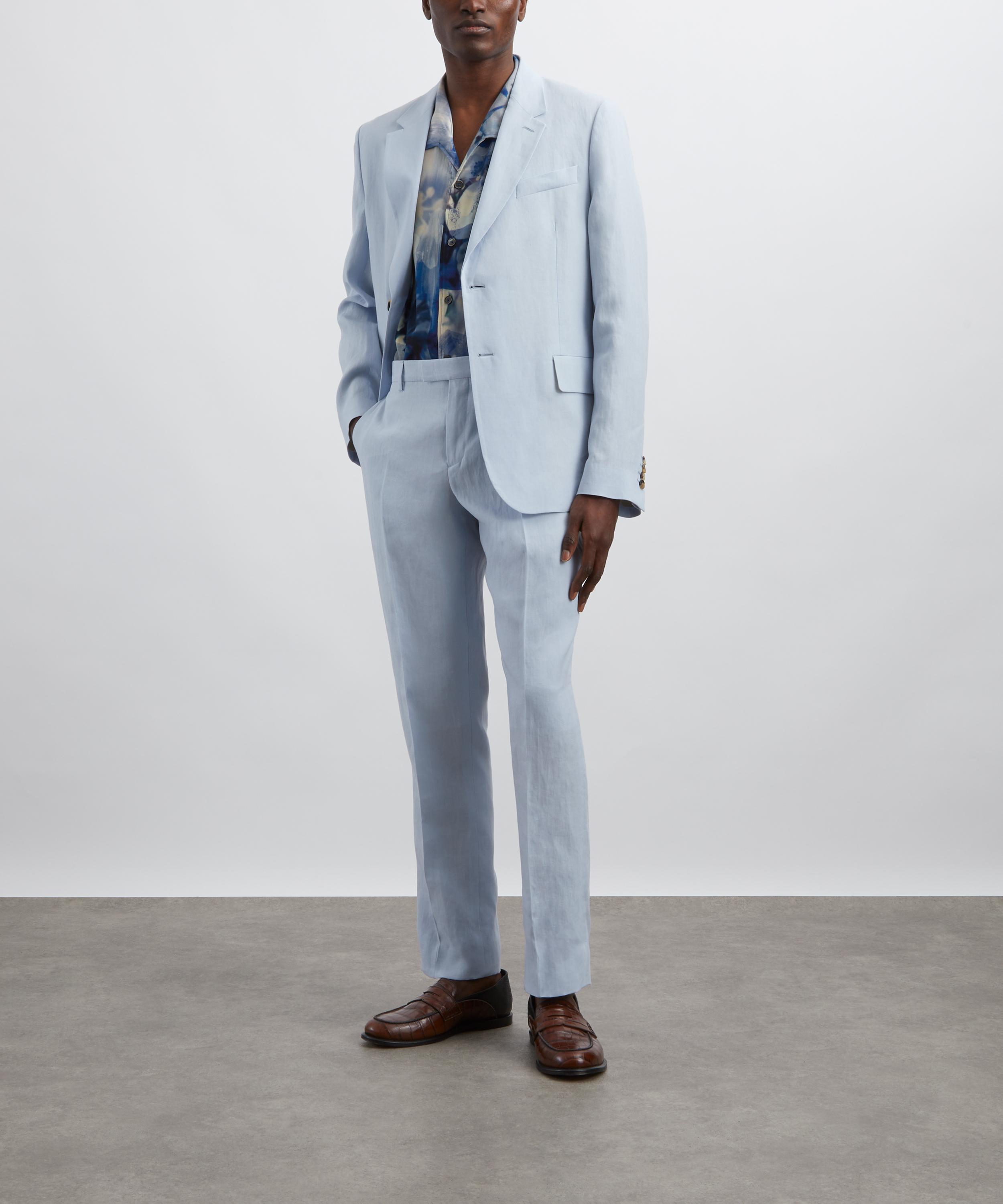 Paul Smith - Light Blue Linen Tapered-Fit Trousers image number 1