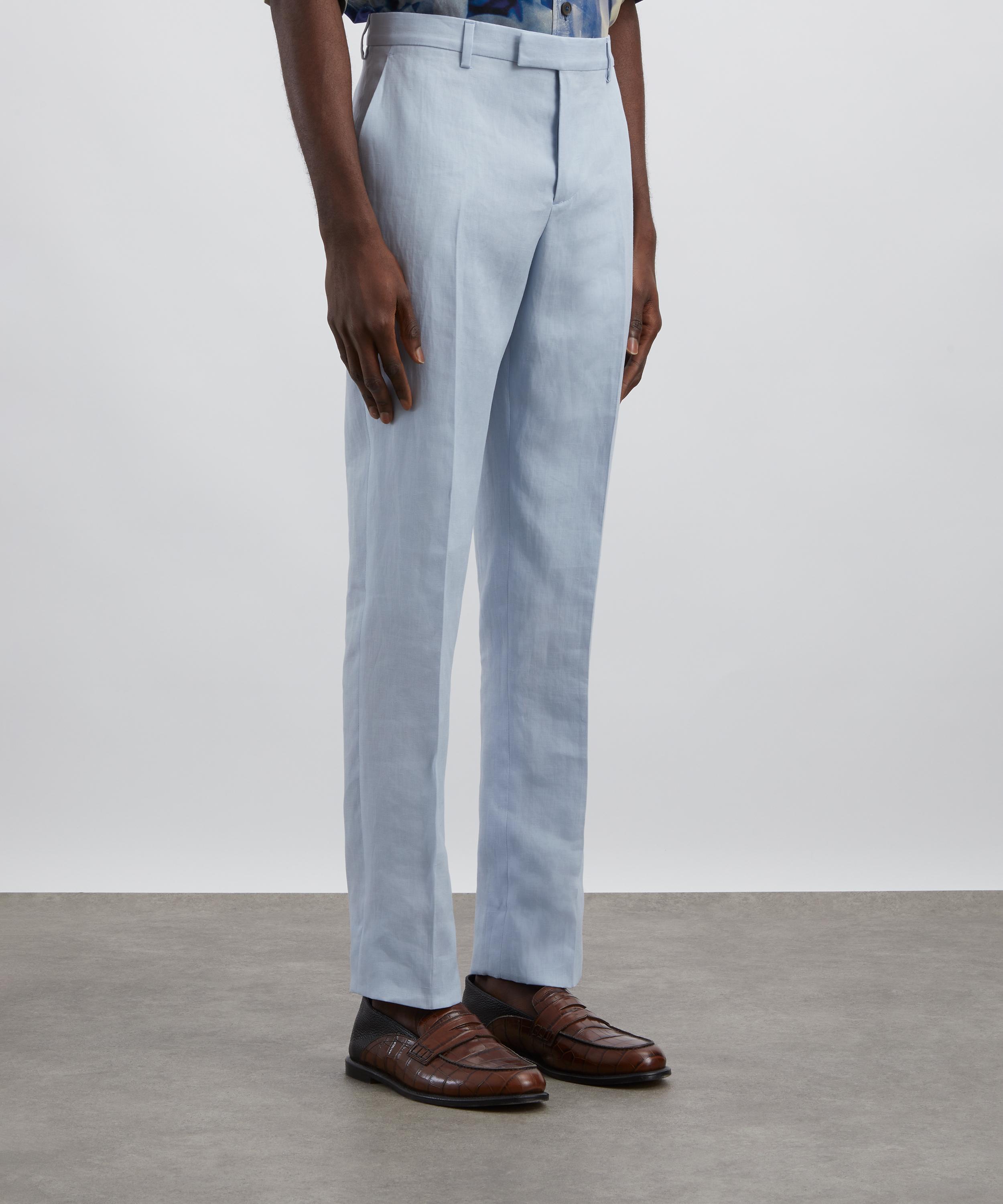 Paul Smith - Light Blue Linen Tapered-Fit Trousers image number 2