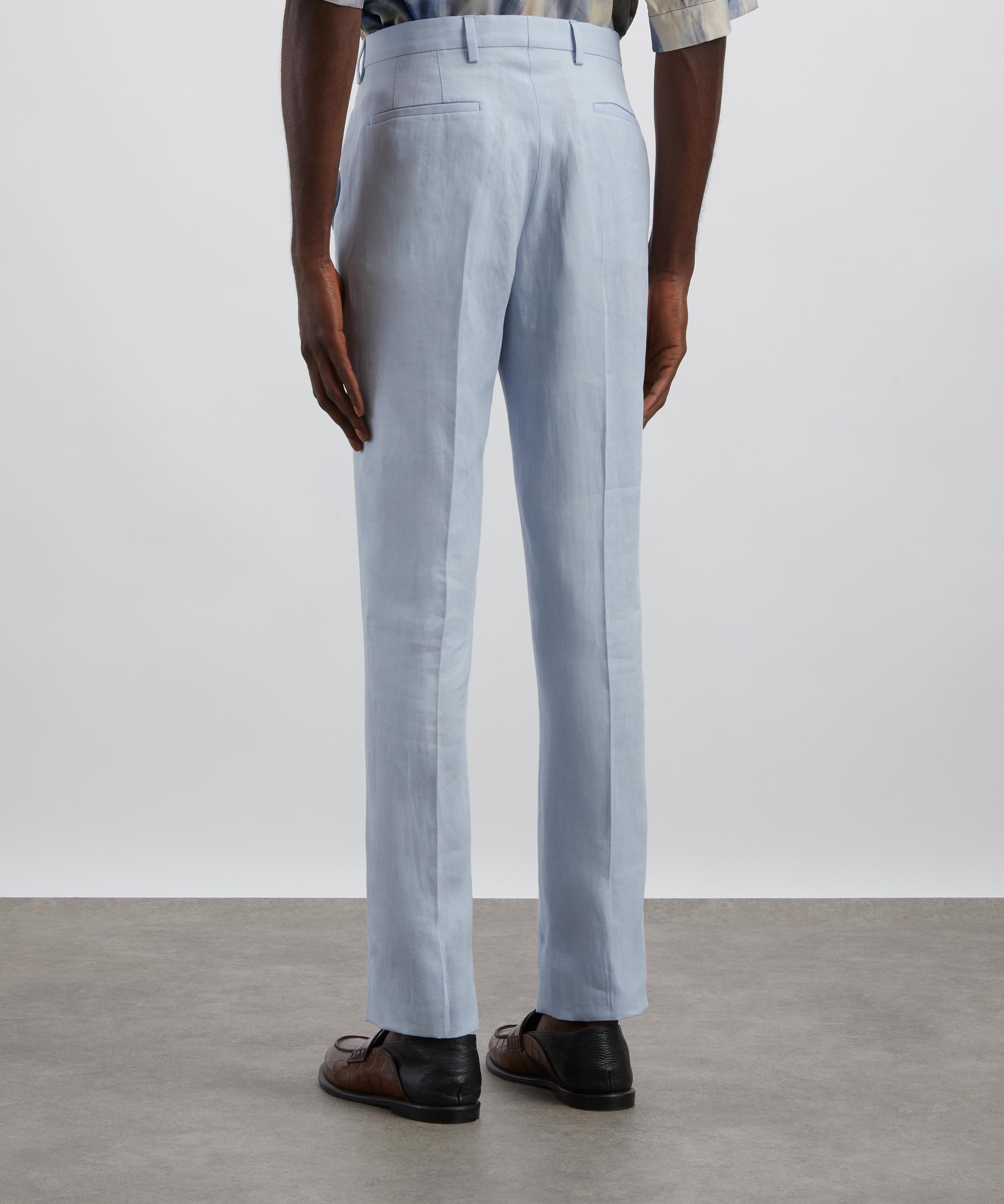 Paul Smith - Light Blue Linen Tapered-Fit Trousers image number 3