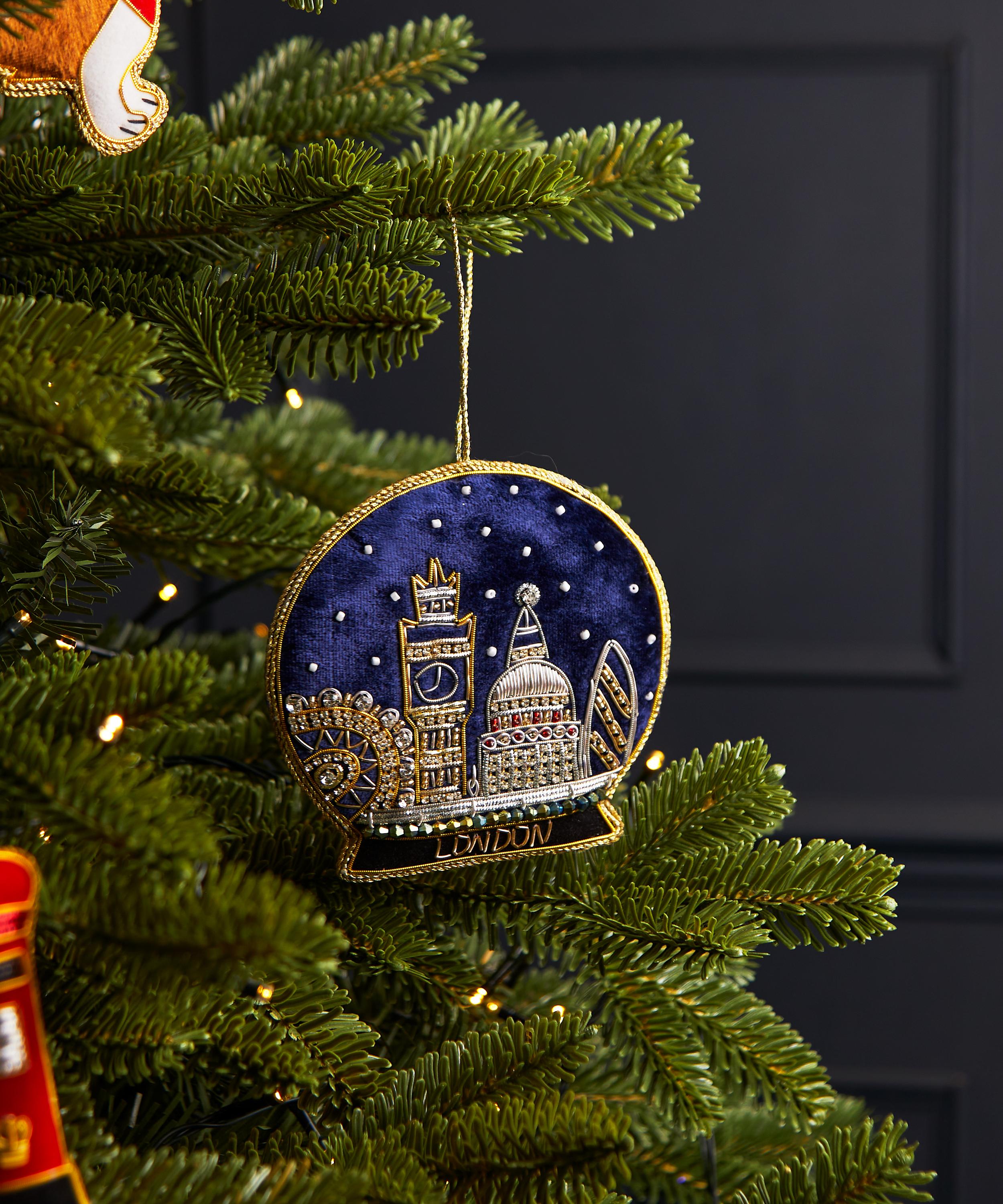 Christmas - London Snow Globe Velvet Ornament image number 1