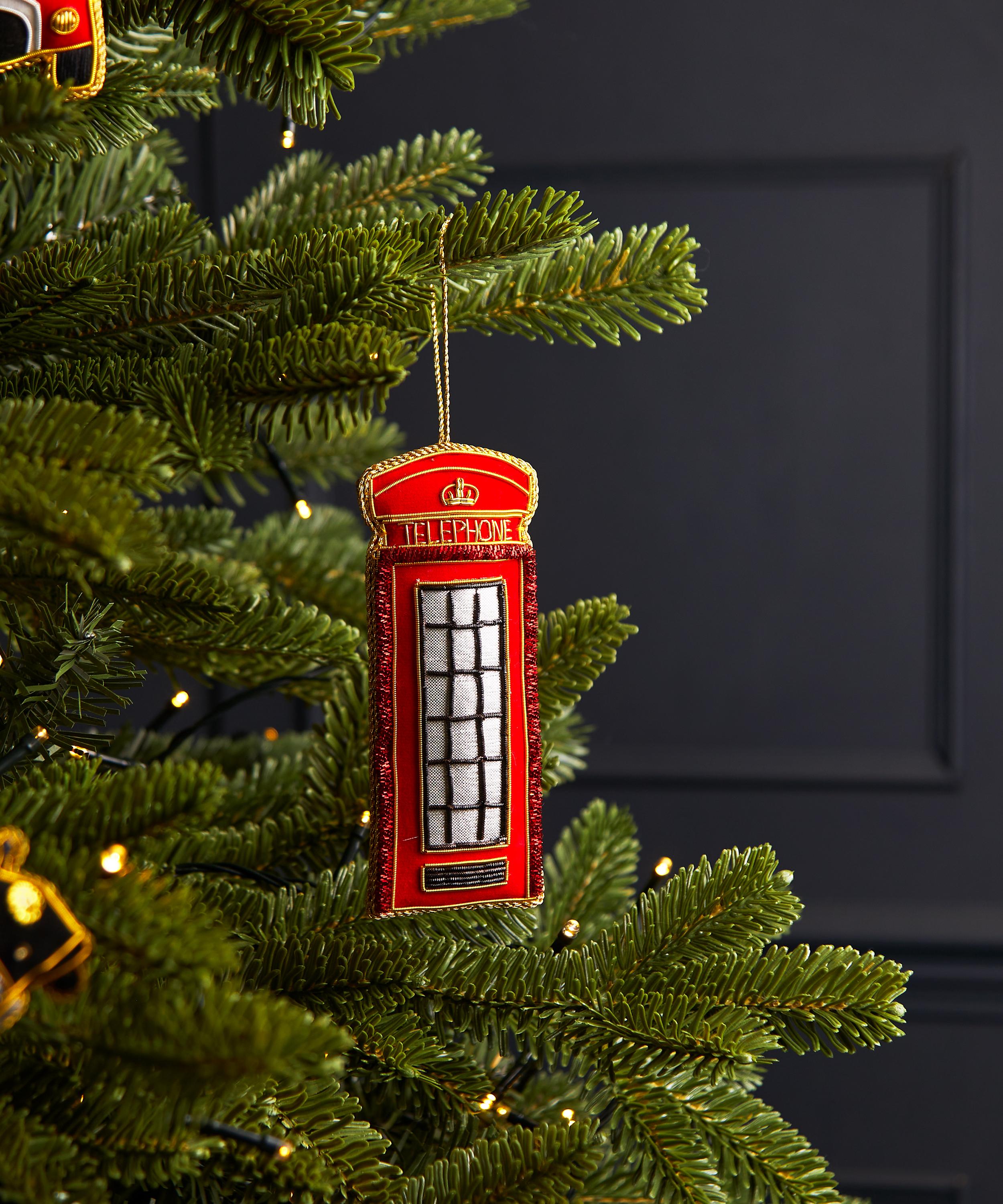 Christmas - London Telephone Box Velvet Ornament image number 1