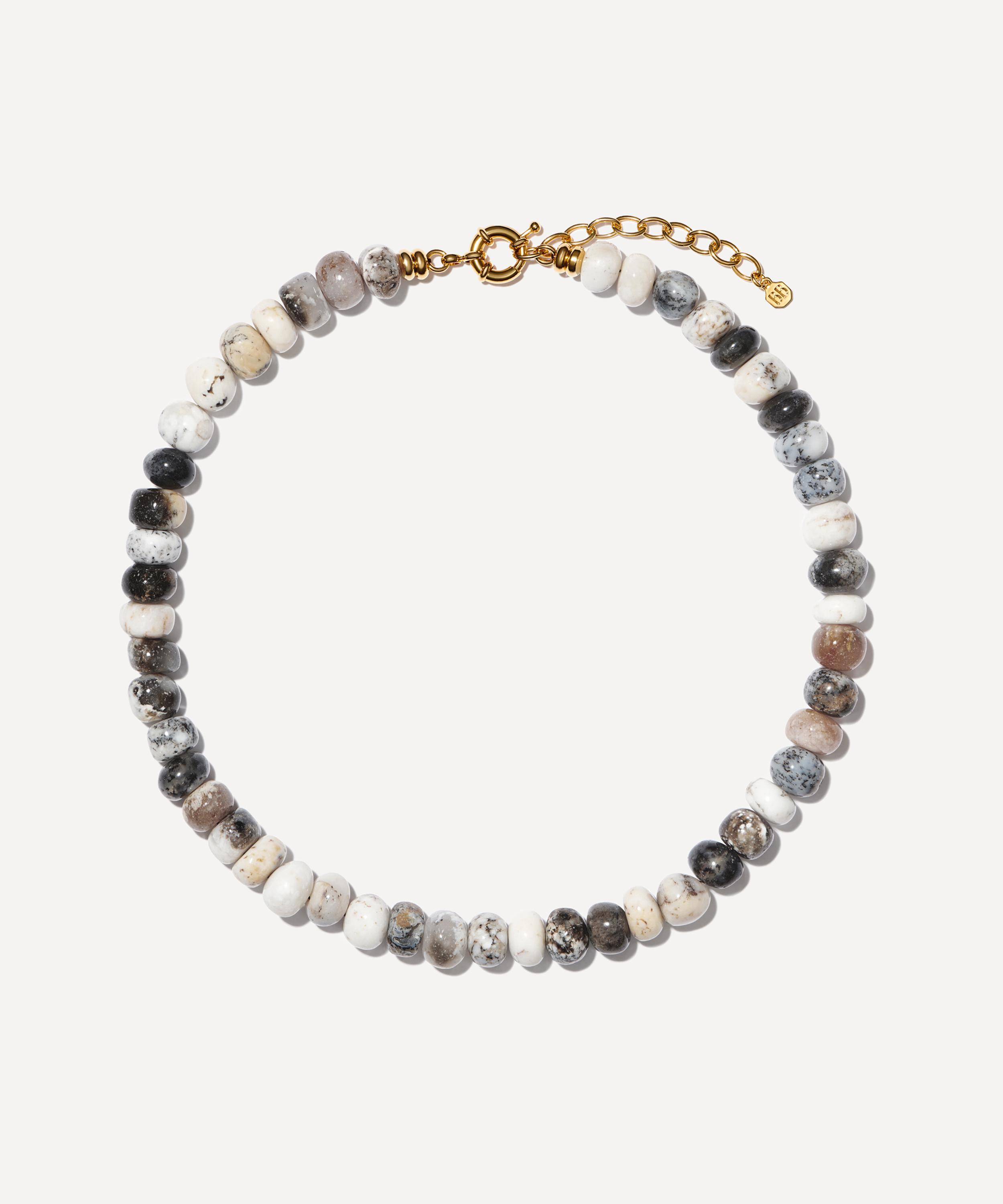 Bon Bon Jewellery Club - 14ct Gold-Plated Vermeil Brass Dendrite Opal Bead Necklace