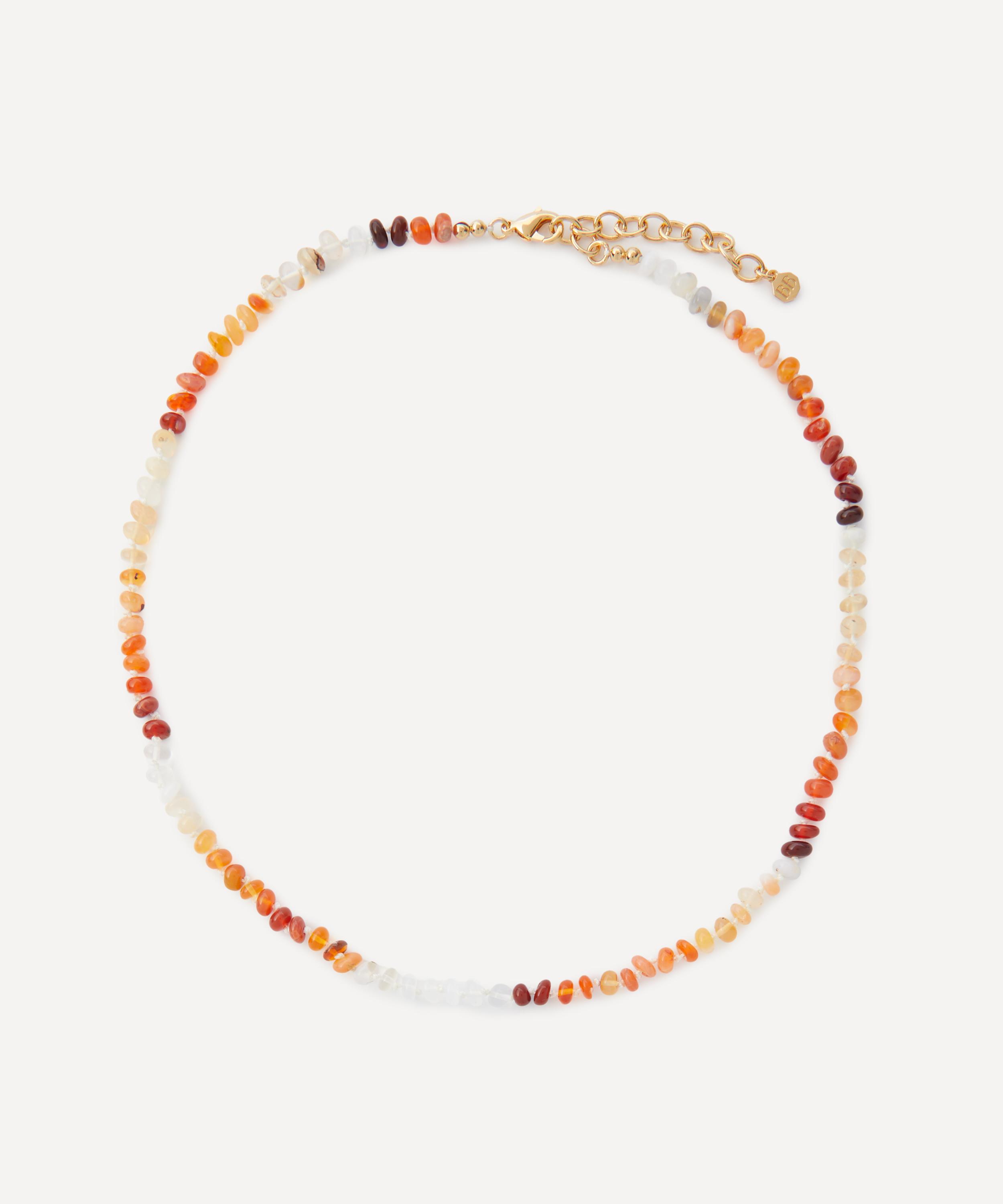 Bon Bon Jewellery Club - 14ct Gold-Plated Vermeil Silver Mexican Fire Opal Beaded Necklace