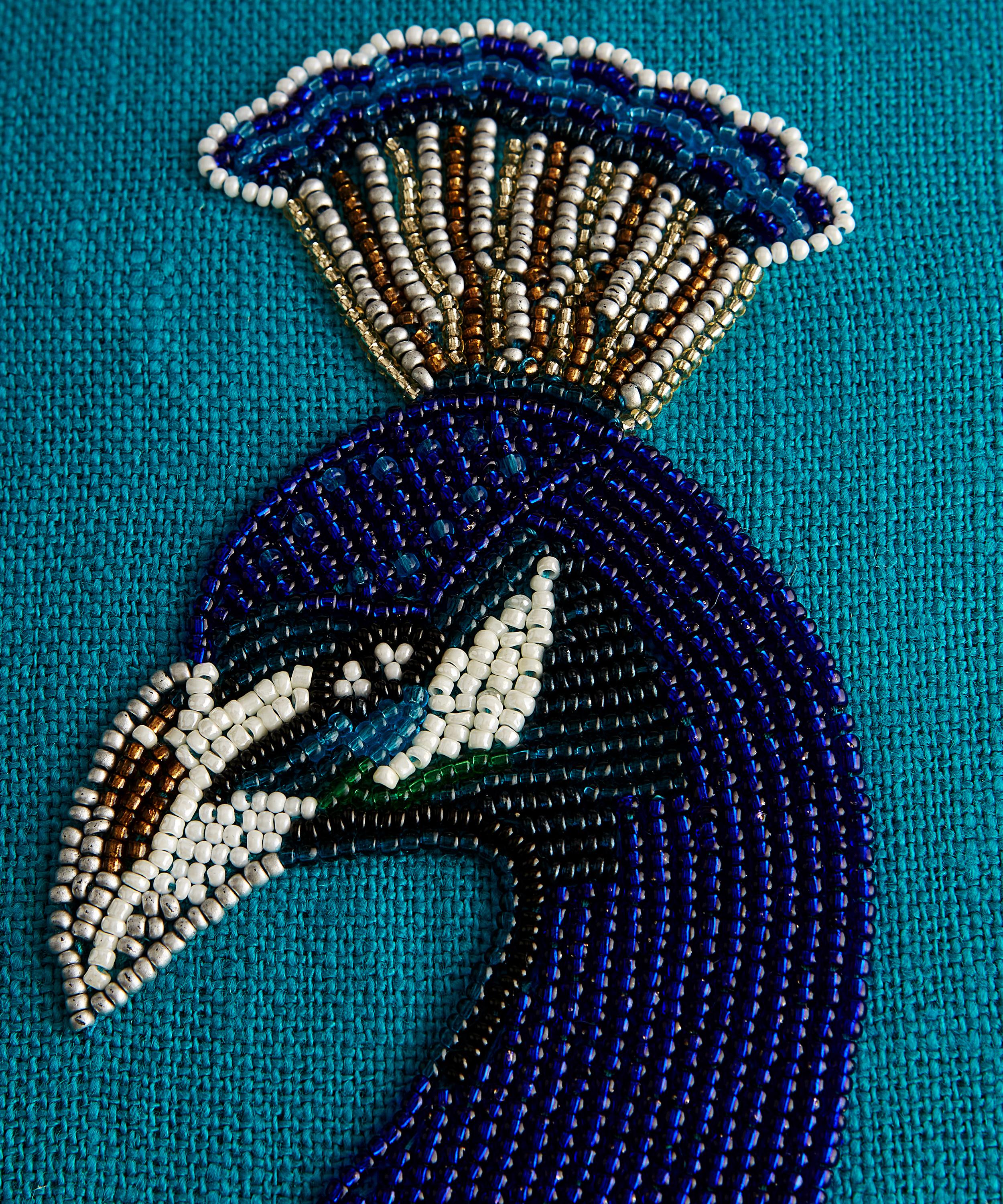 Jonathan Adler - Peacock Beaded Cushion image number 1