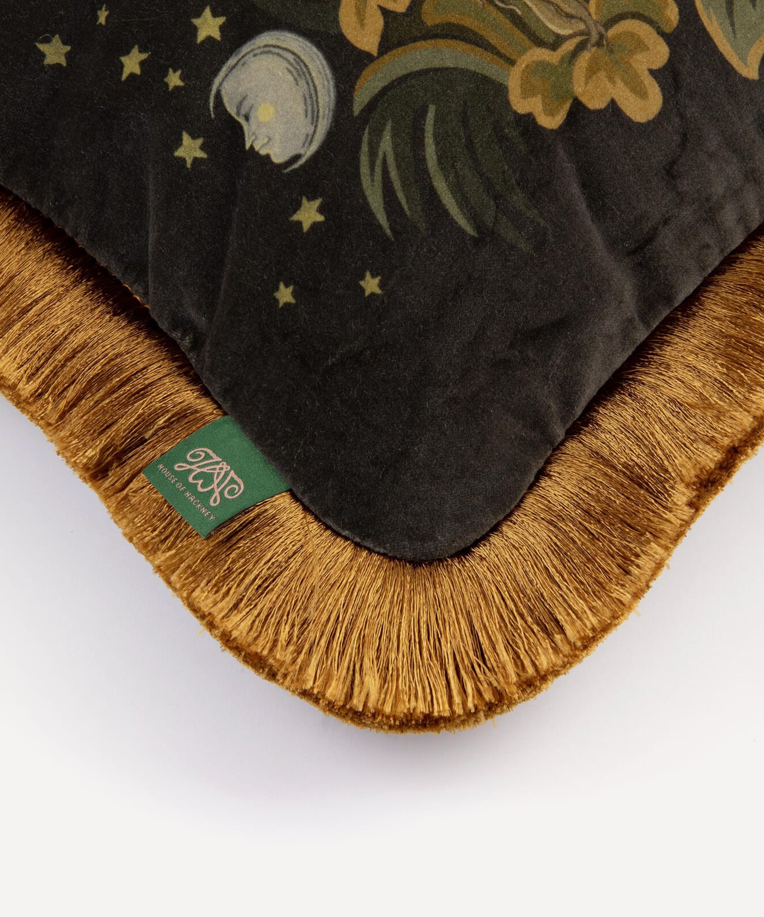 House of Hackney - Moon Garden Velvet Medium Fringed Cushion image number 1