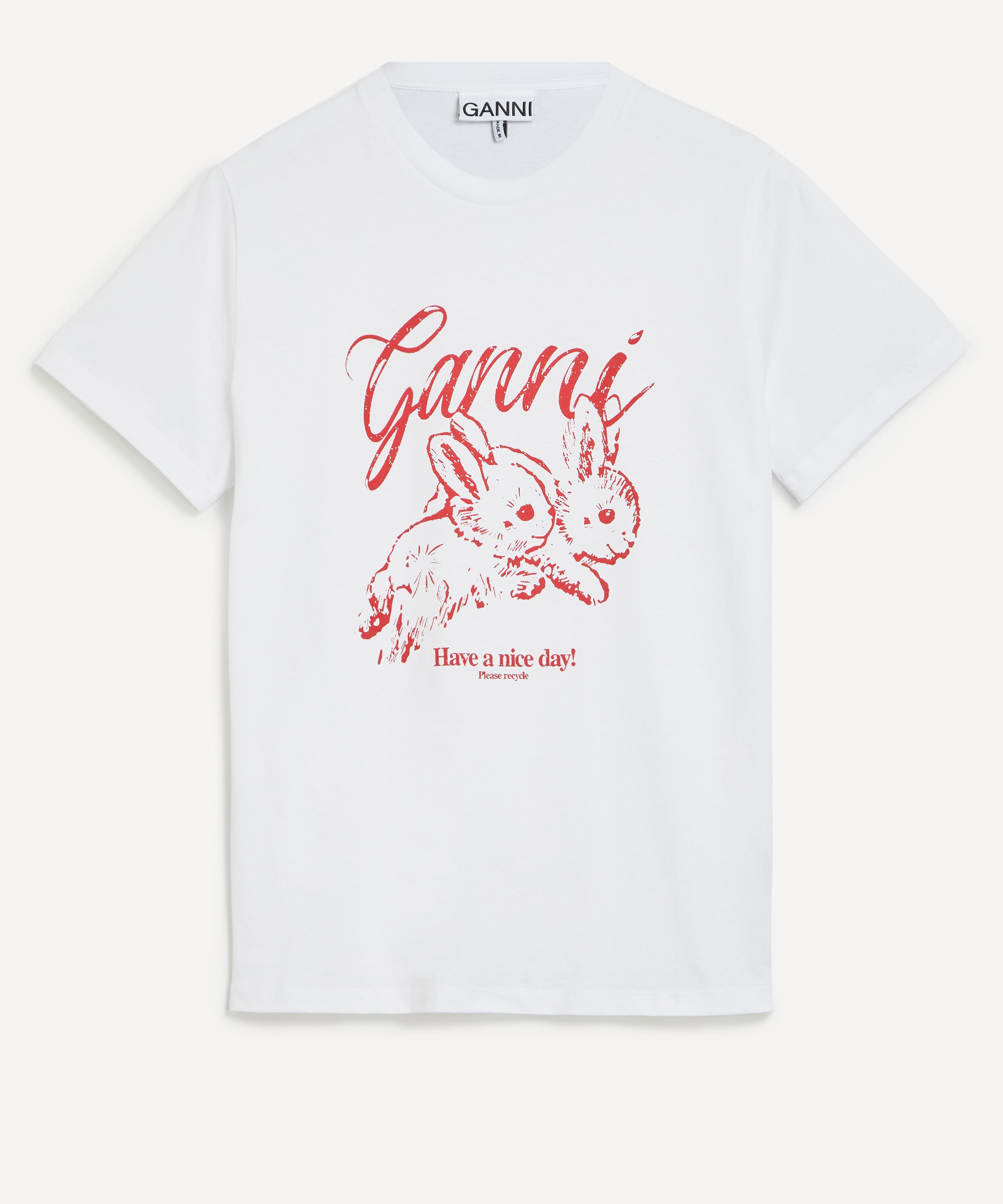 Ganni - Bright White Bunnies Relaxed T-Shirt image number 0