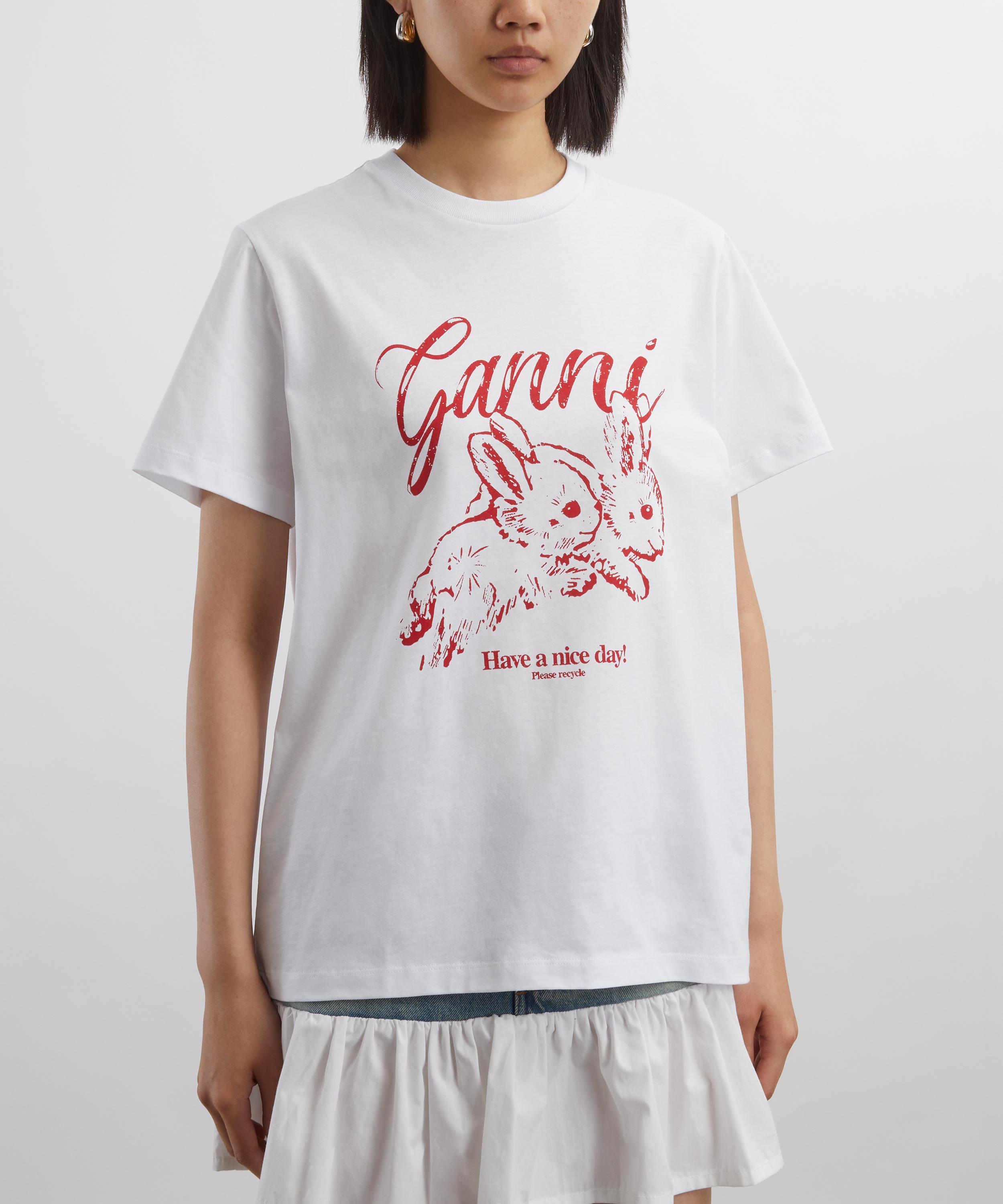 Ganni - Bright White Bunnies Relaxed T-Shirt image number 2
