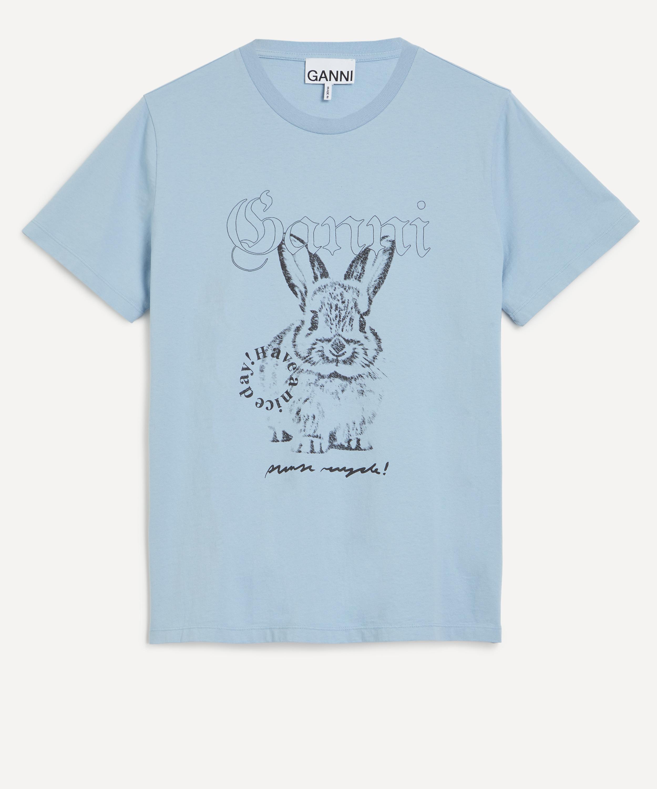 Ganni - Blue Re-Cut Cotton Jersey T-Shirt image number 0