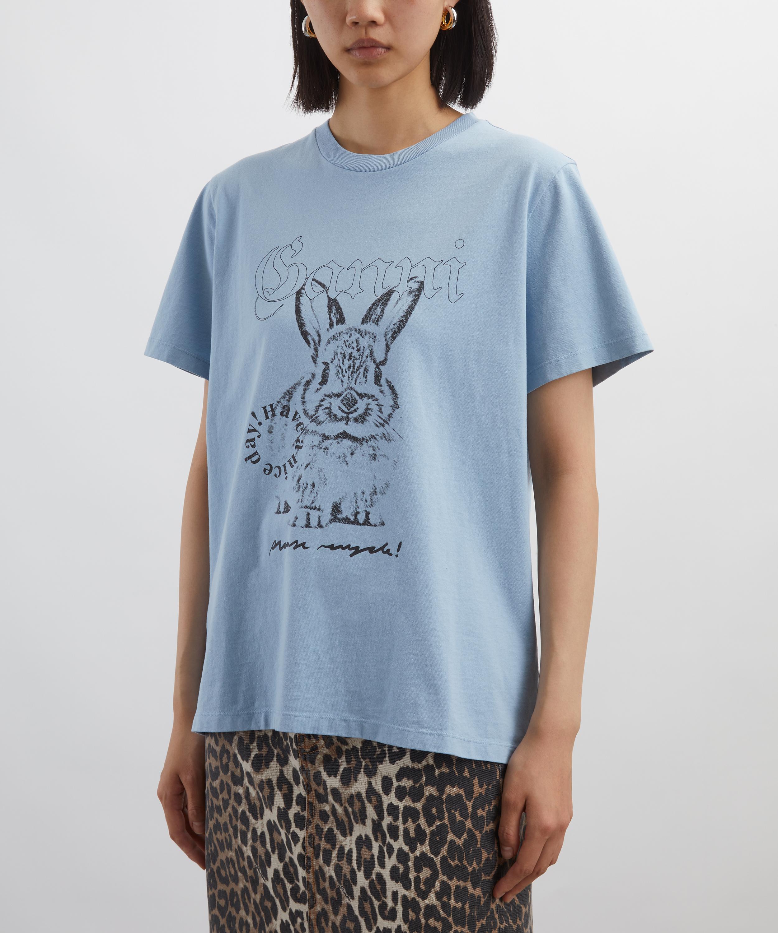 Ganni - Blue Re-Cut Cotton Jersey T-Shirt image number 2